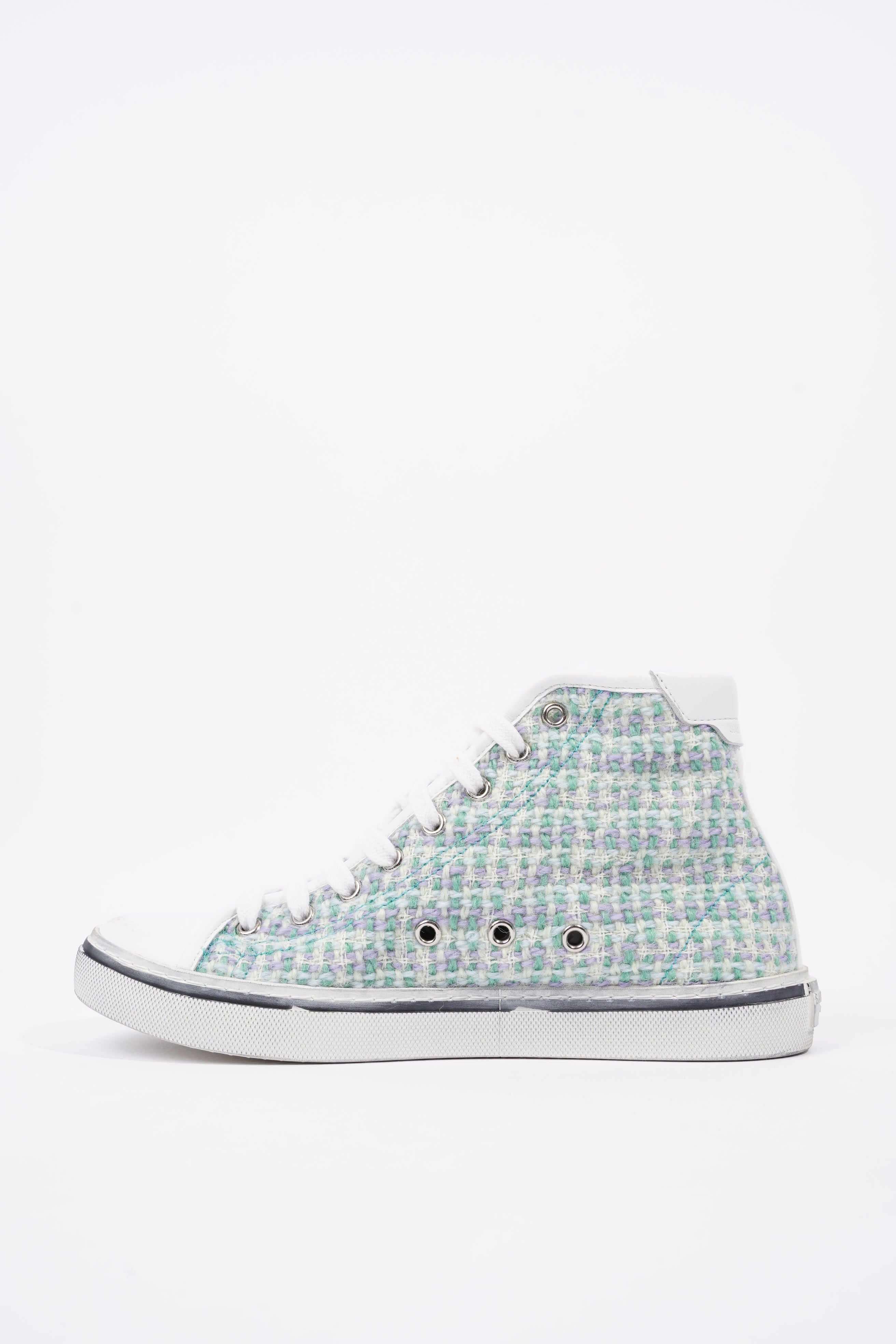 Saint Laurent Womens Malibu Sneaker Green Tweed EU 38 / UK 5