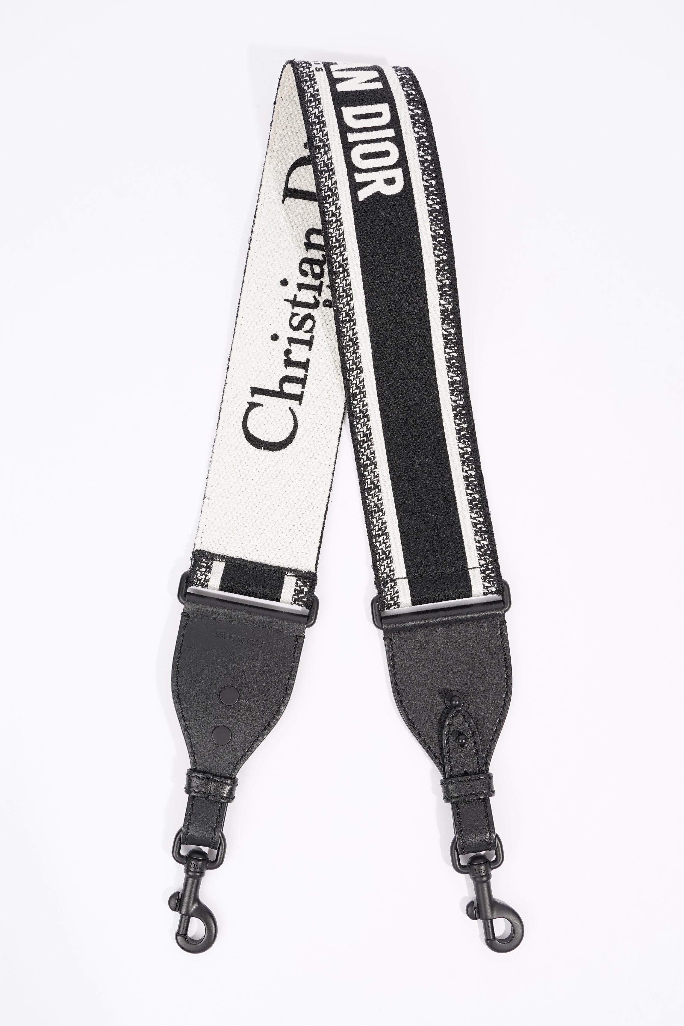 Christian Dior Ultramatte Bag Strap Black / White Canvas