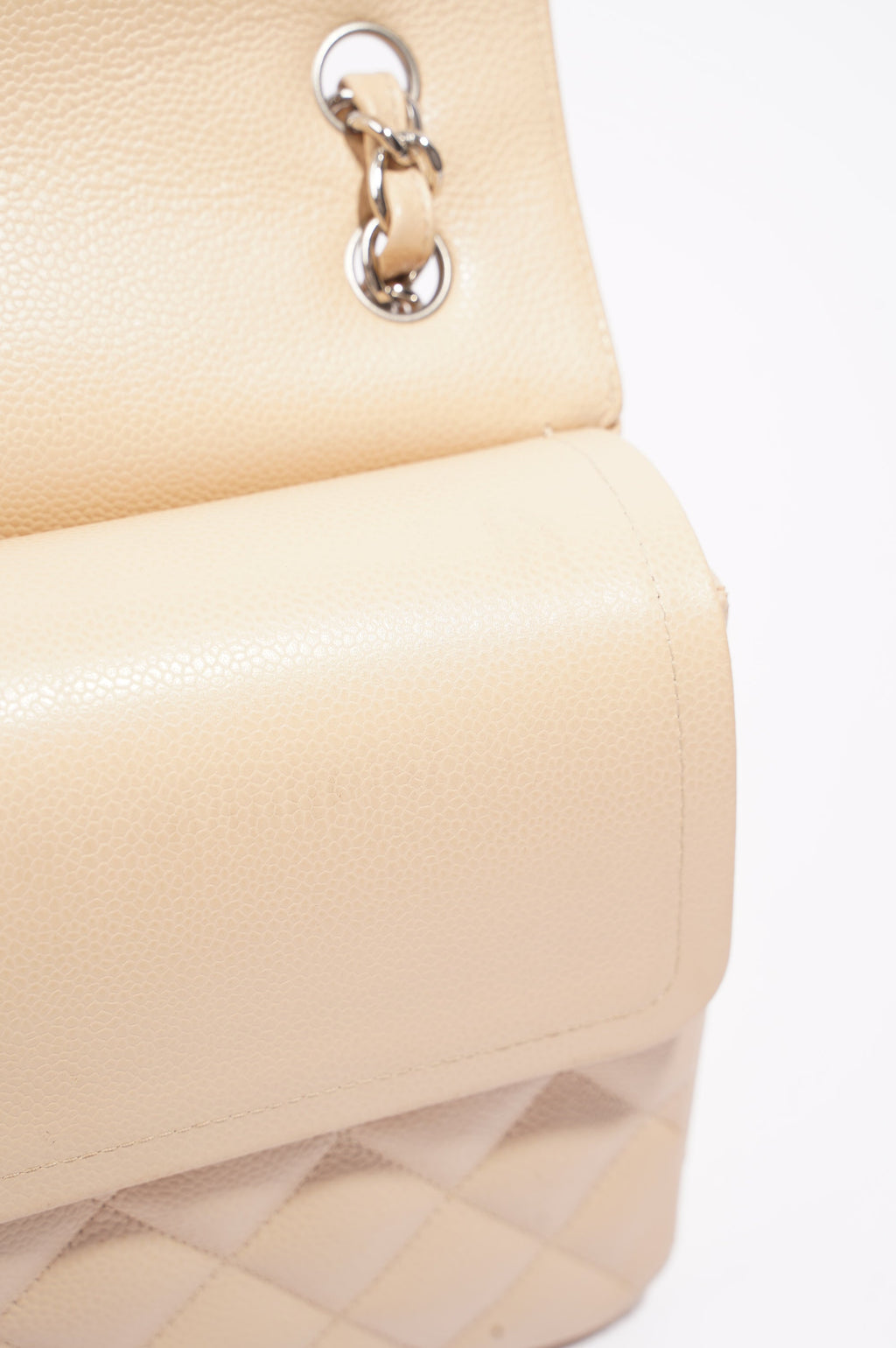 Chanel Womens Classic Flap Beige Caviar Large