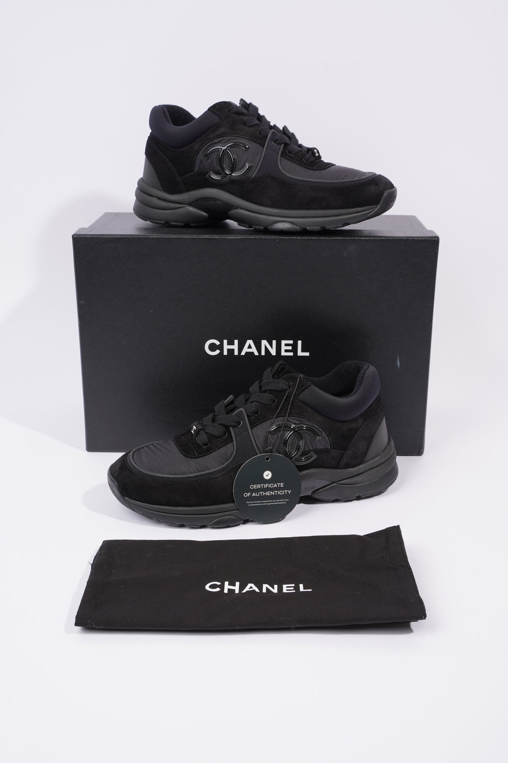 Chanel Interlocking CC Logo Black Nylon EU 37.5 UK 4.5