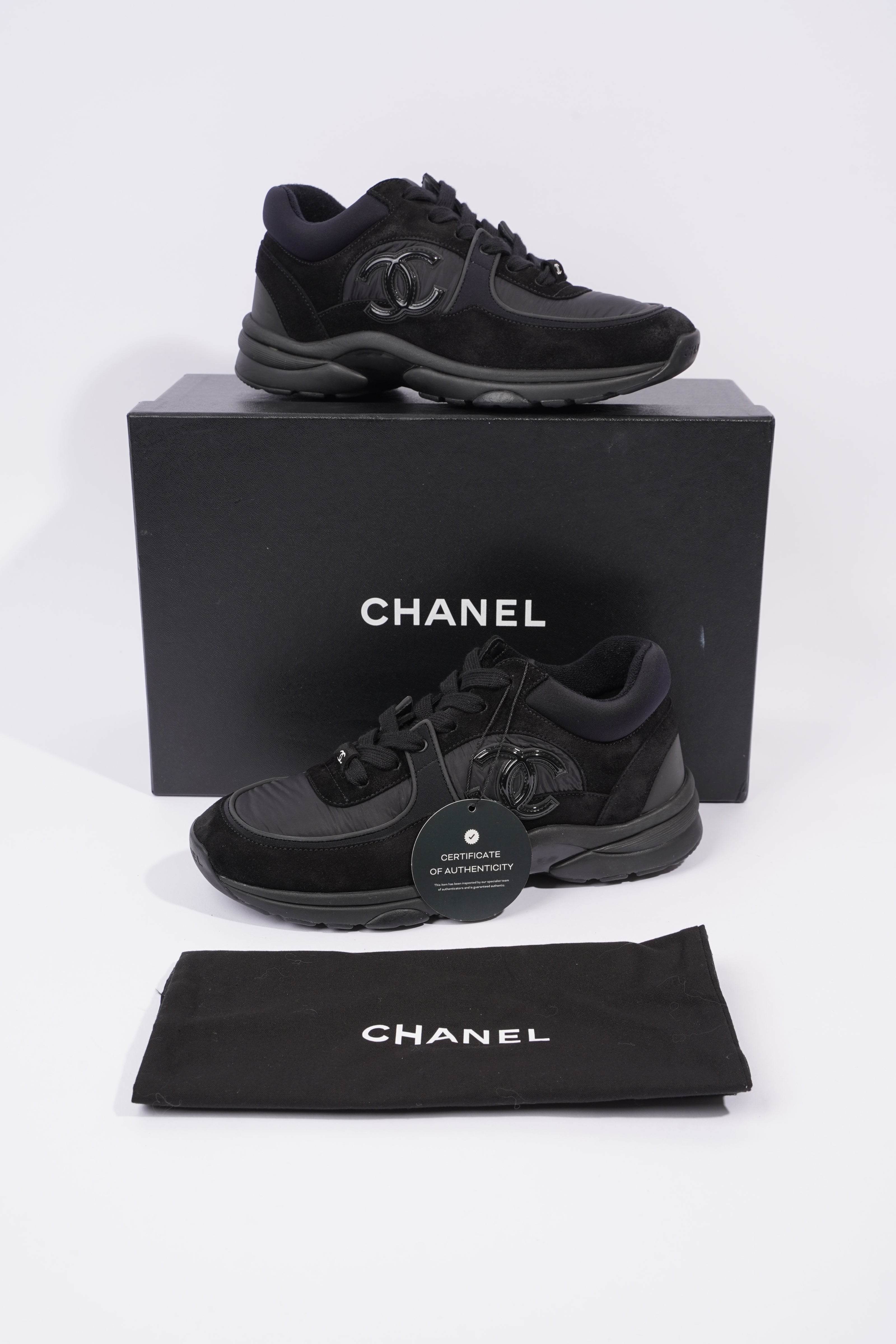 Chanel Interlocking CC Logo Black Nylon EU 37.5 UK 4.5