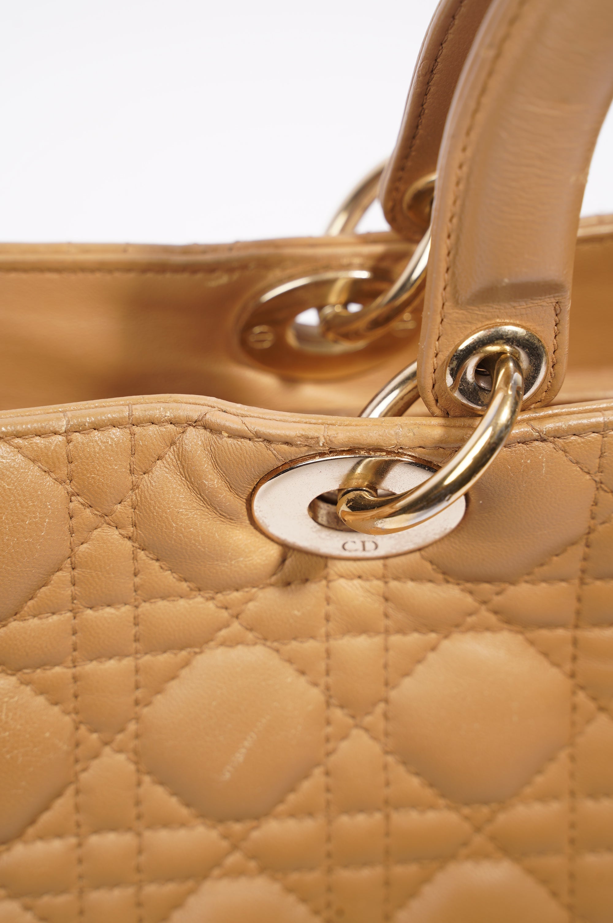 Christian Dior Womens Lady Dior Beige Large