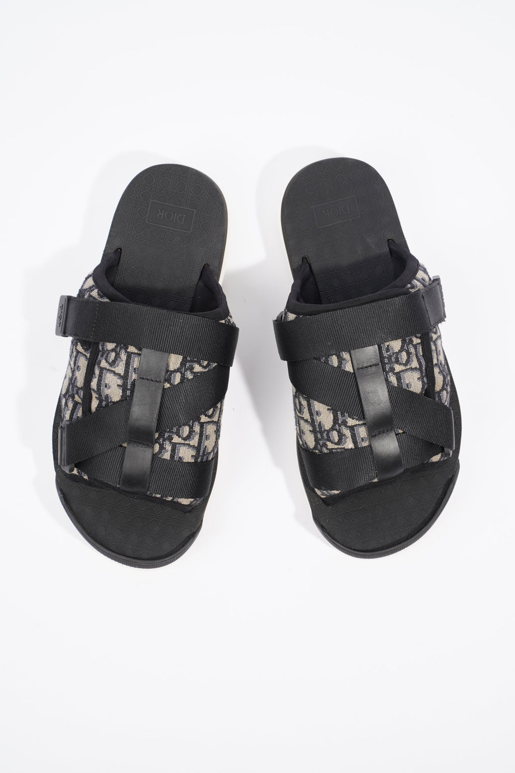 Christian Dior Mens Alpha Sandal Black / Beige / Oblique EU 40 / UK 6
