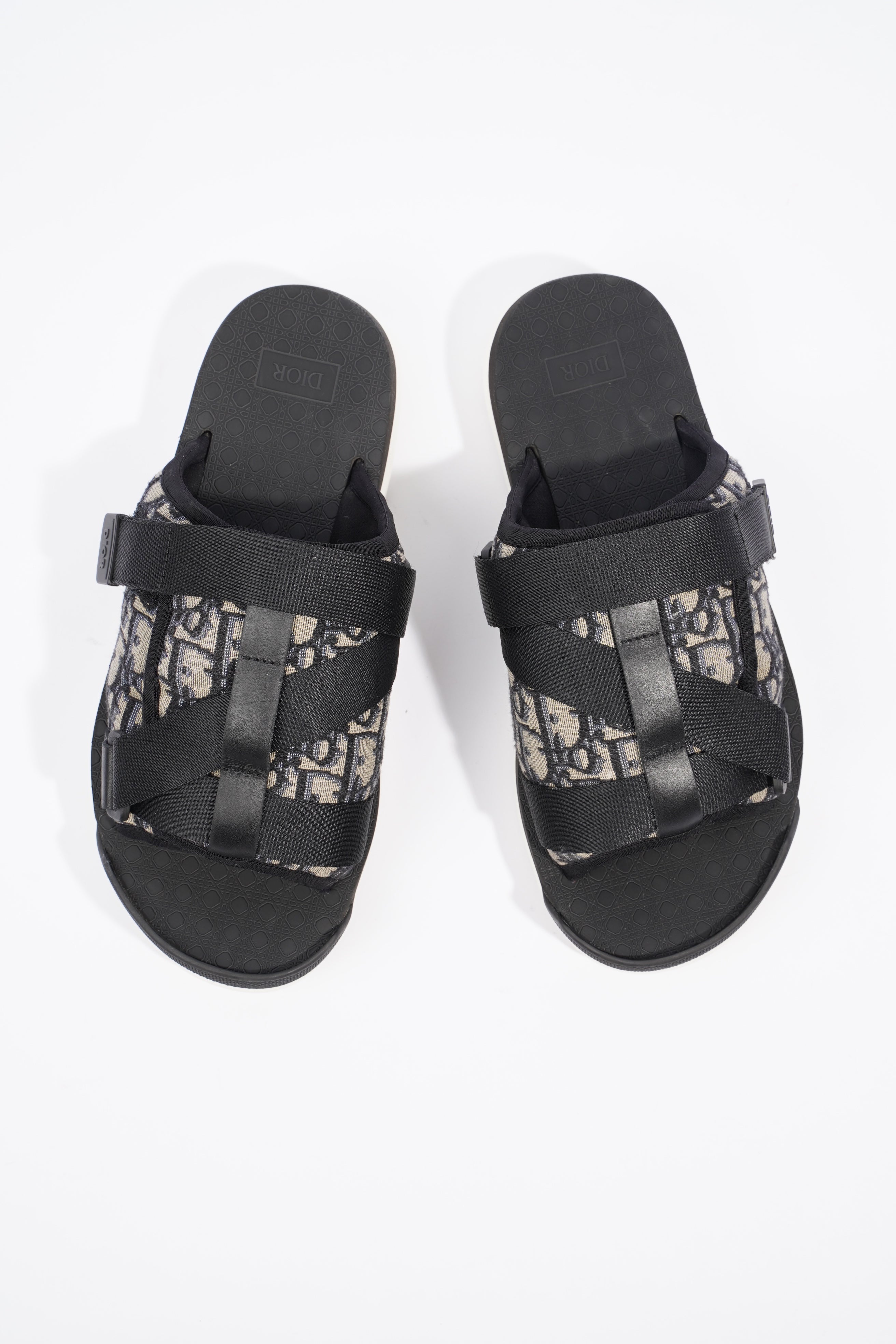 Christian Dior Mens Alpha Sandal Black / Beige / Oblique EU 40 / UK 6