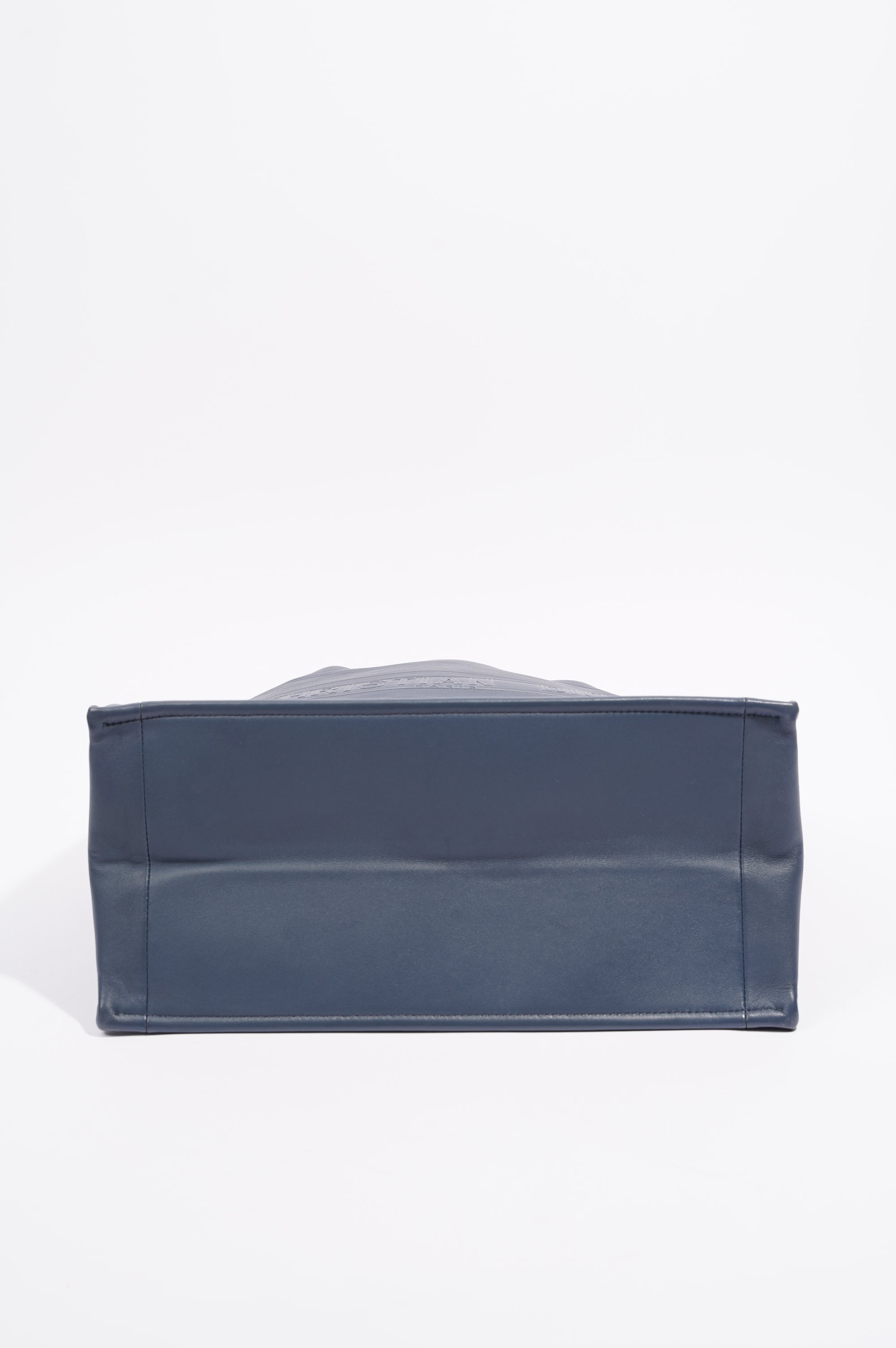 Christian Dior Womens Leather Book Tote Navy Medium