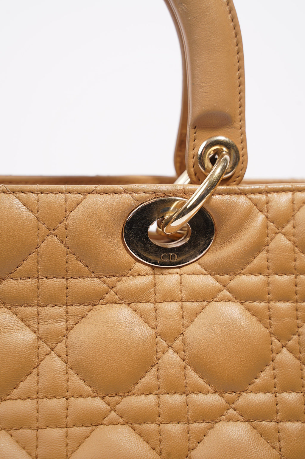Christian Dior Womens Lady Dior Beige Large