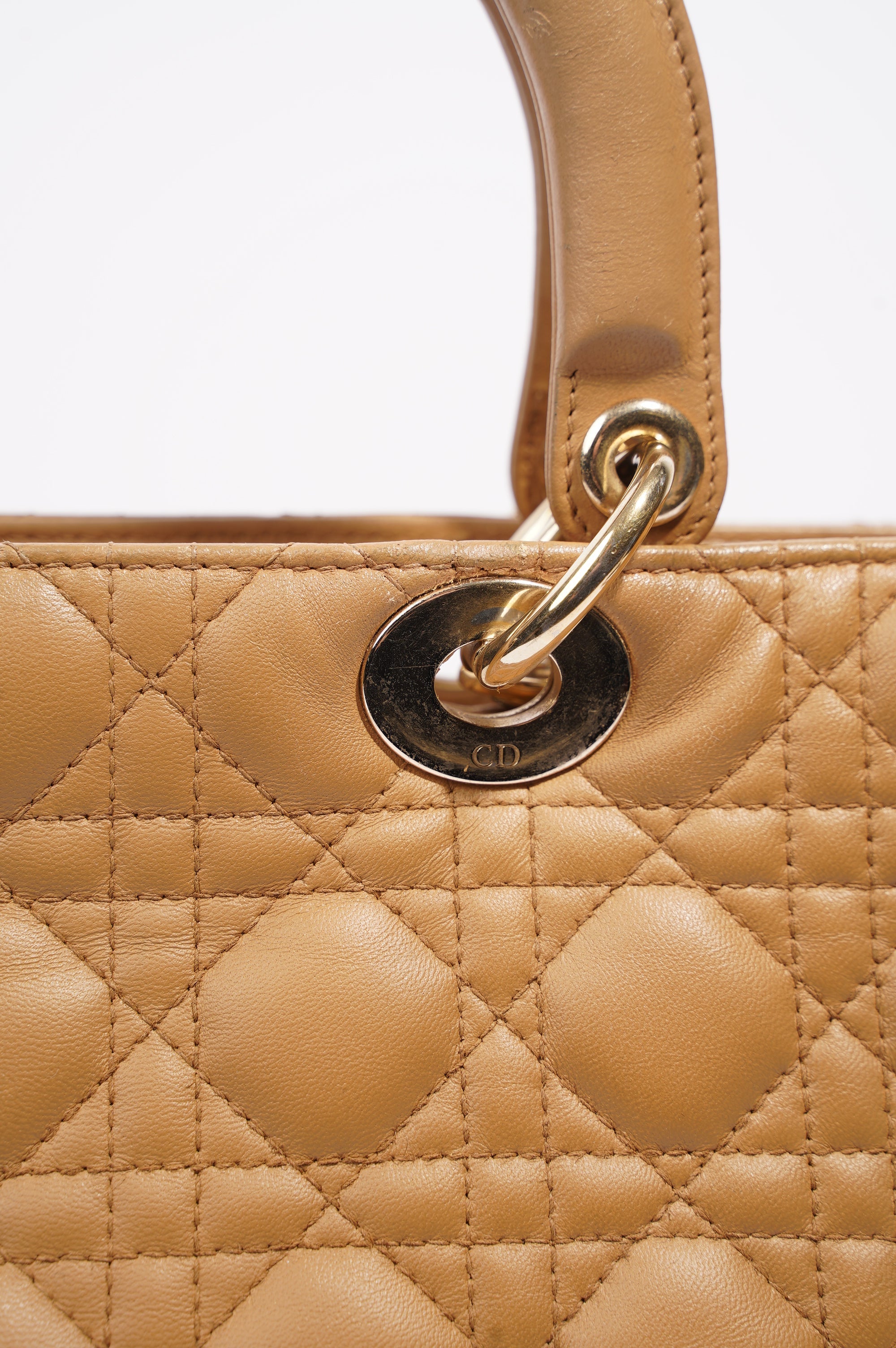 Christian Dior Womens Lady Dior Beige Large