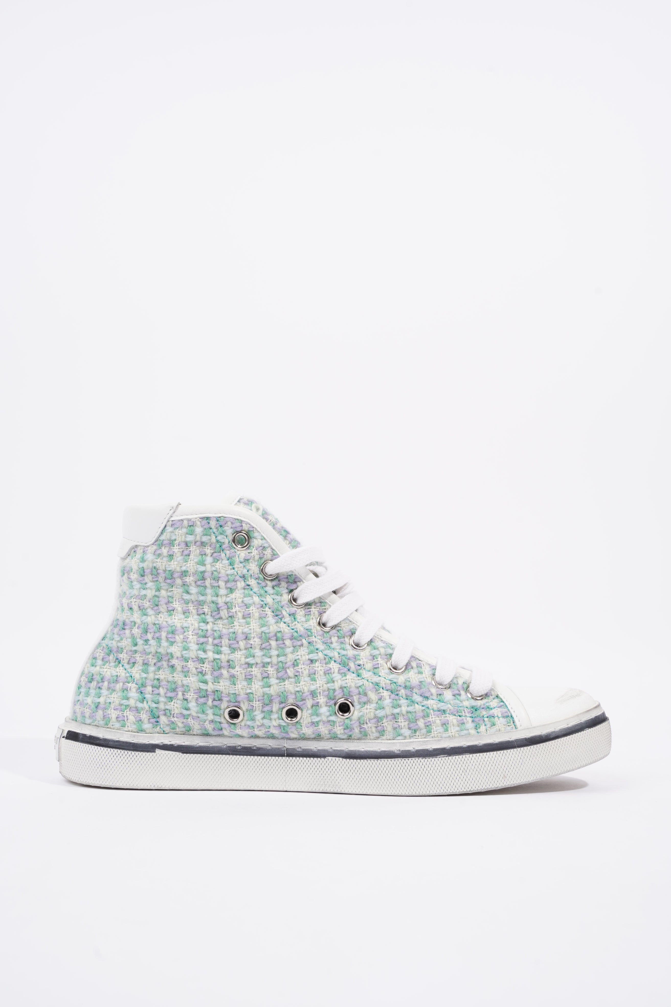 Saint Laurent Womens Malibu Sneaker Green Tweed EU 38 / UK 5