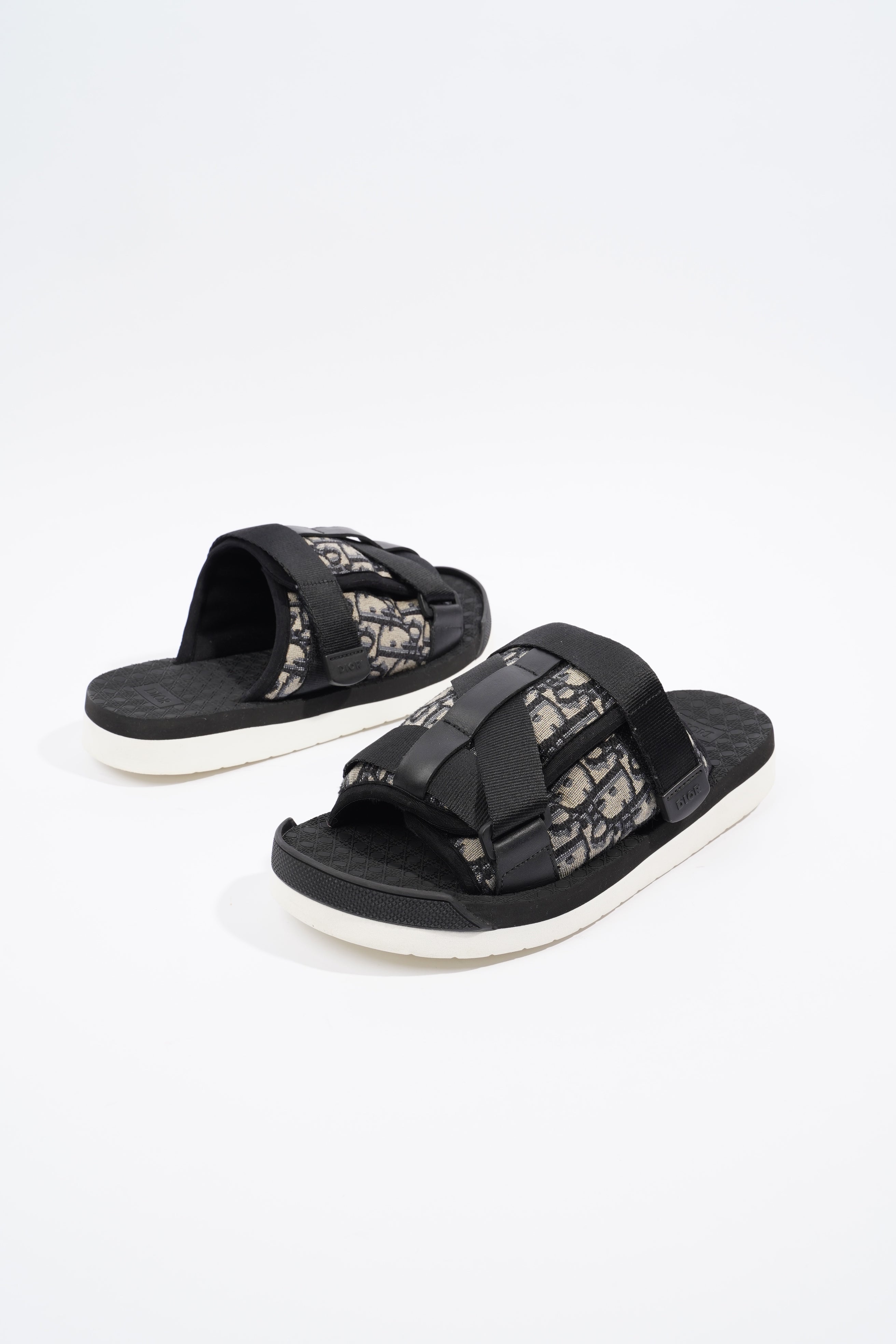 Christian Dior Mens Alpha Sandal Black / Beige / Oblique EU 40 / UK 6