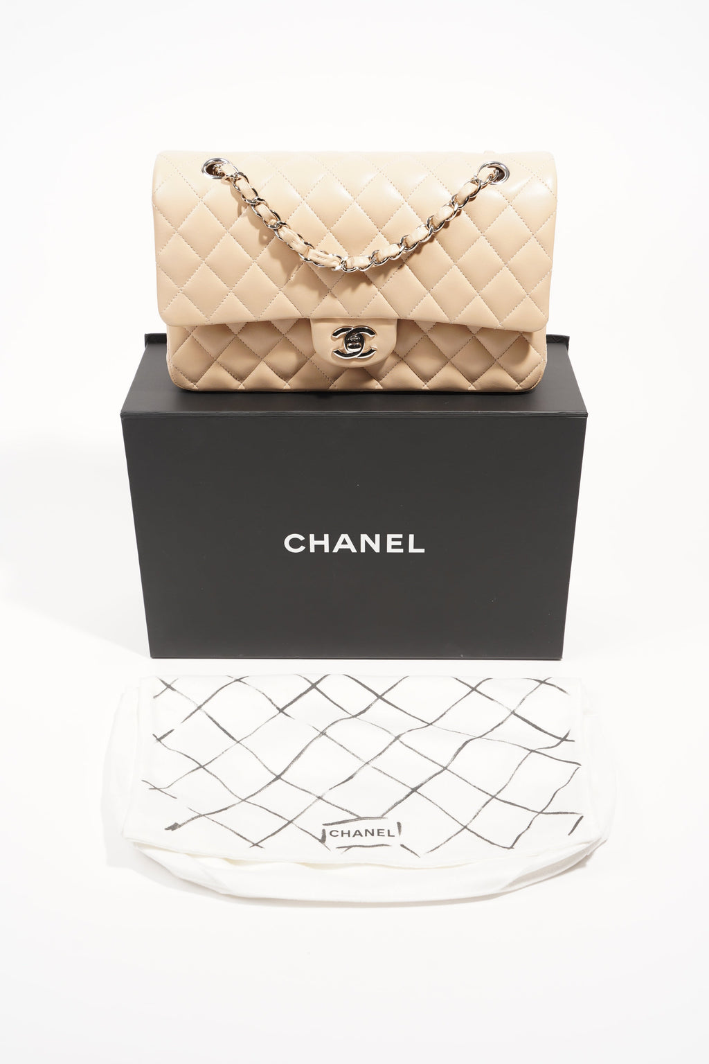 Chanel Womens Classic Flap Beige Medium