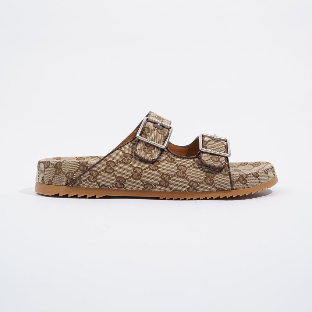Gucci Slide Sandal With Straps Beige / Ebony EU 46 / UK 12
