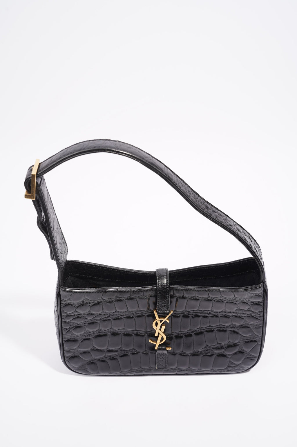 Saint Laurent Le 5 A 7 Hobo Bag Black Embossed Leather