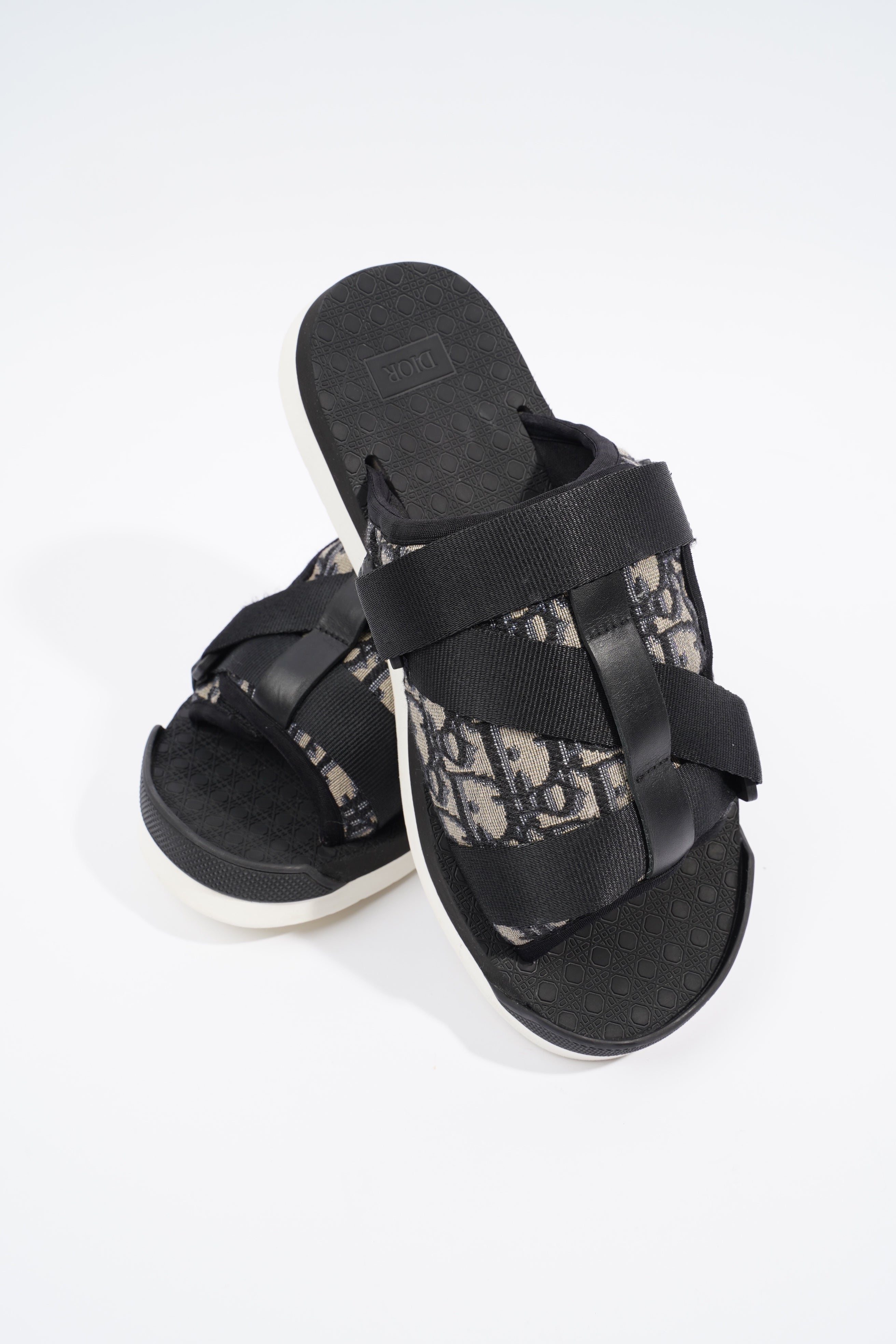 Christian Dior Mens Alpha Sandal Black / Beige / Oblique EU 40 / UK 6