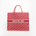 Christian Dior Womens Book Tote Bag Red White Large