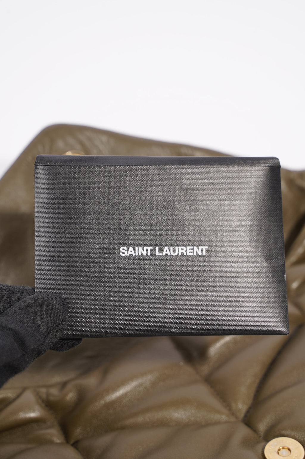 Saint Laurent Womens Lou Lou Puffer Bag Khaki Leather Medium