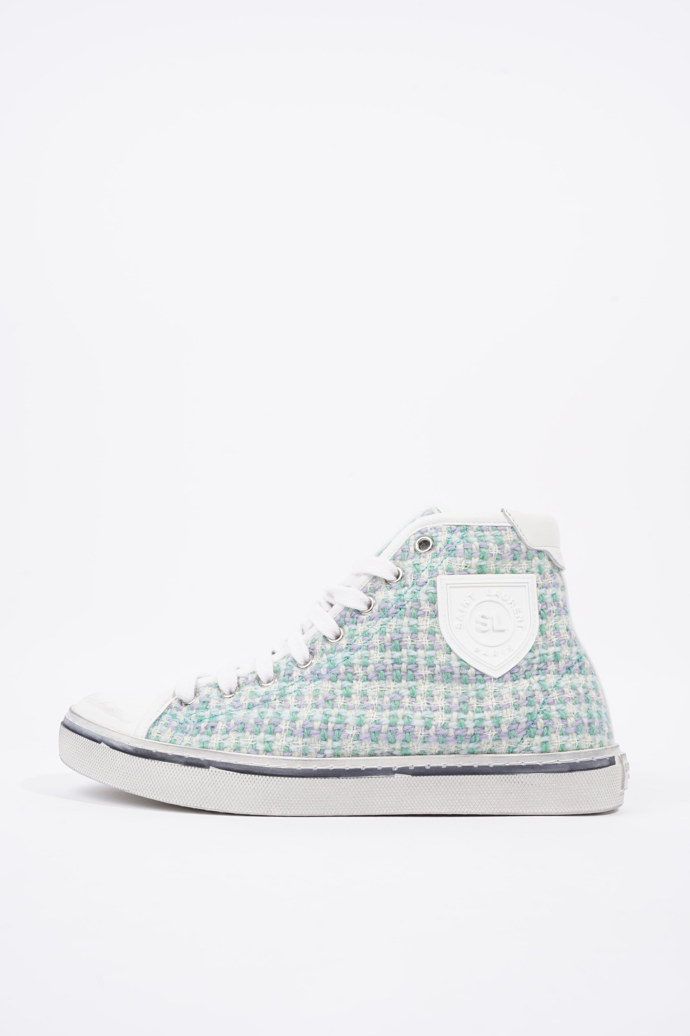 Saint Laurent Womens Malibu Sneaker Green Tweed EU 38 / UK 5