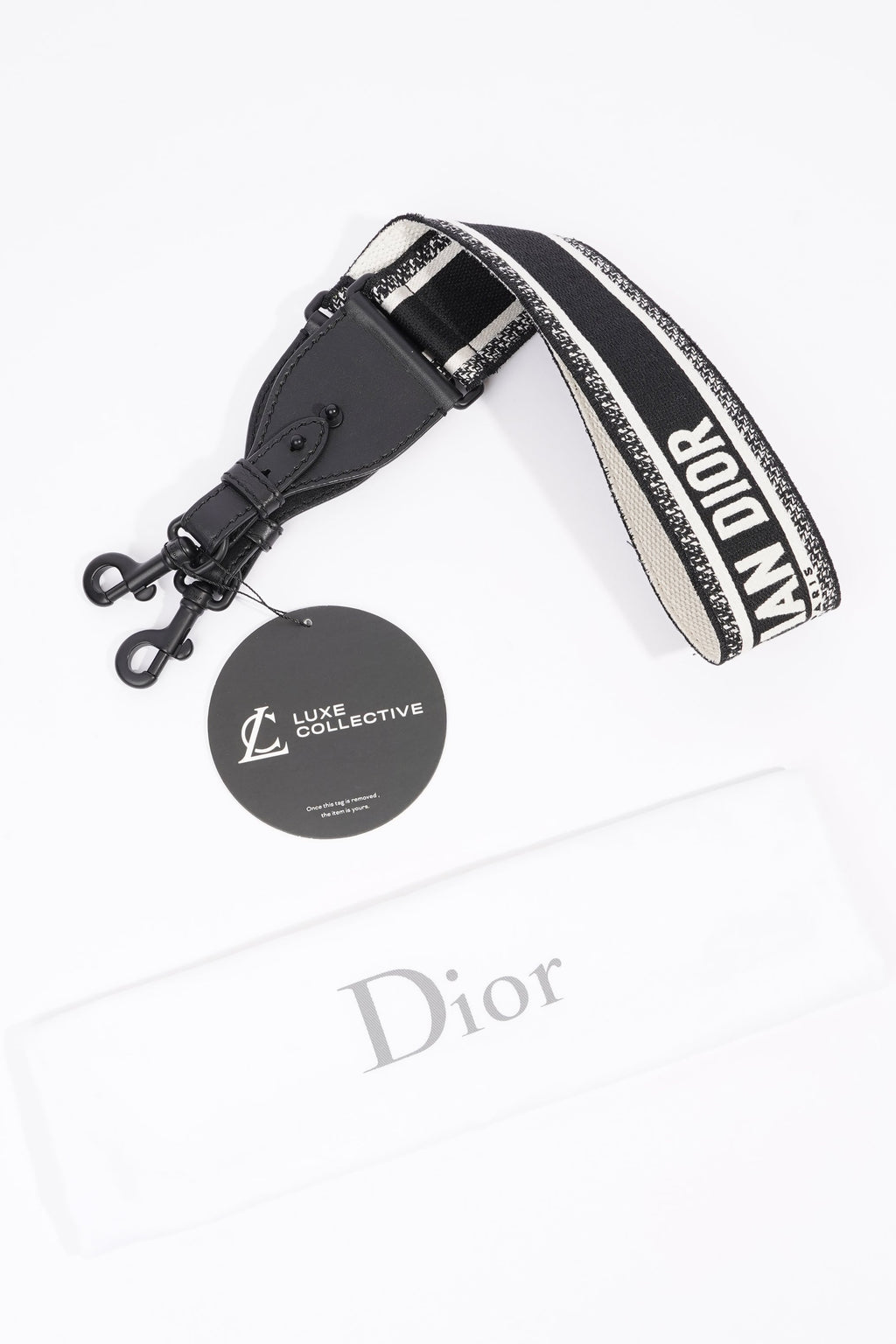 Christian Dior Ultramatte Bag Strap Black / White Canvas