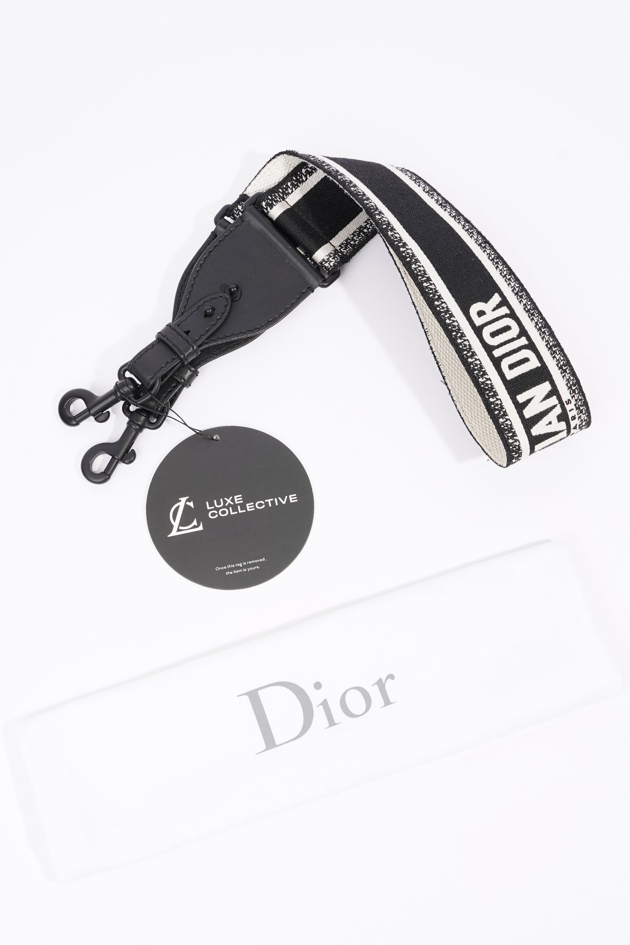 Christian Dior Ultramatte Bag Strap Black / White Canvas
