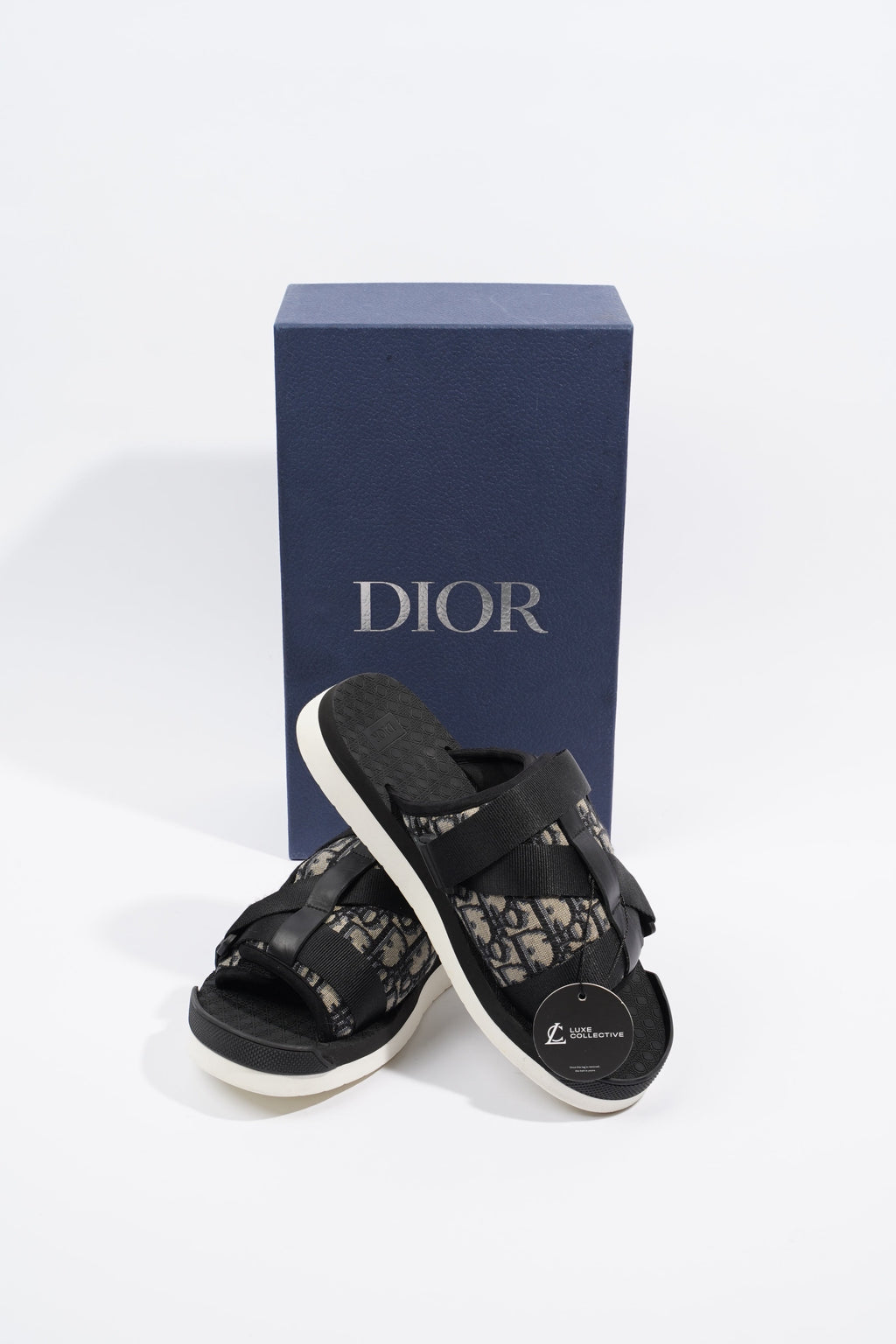 Christian Dior Mens Alpha Sandal Black / Beige / Oblique EU 40 / UK 6