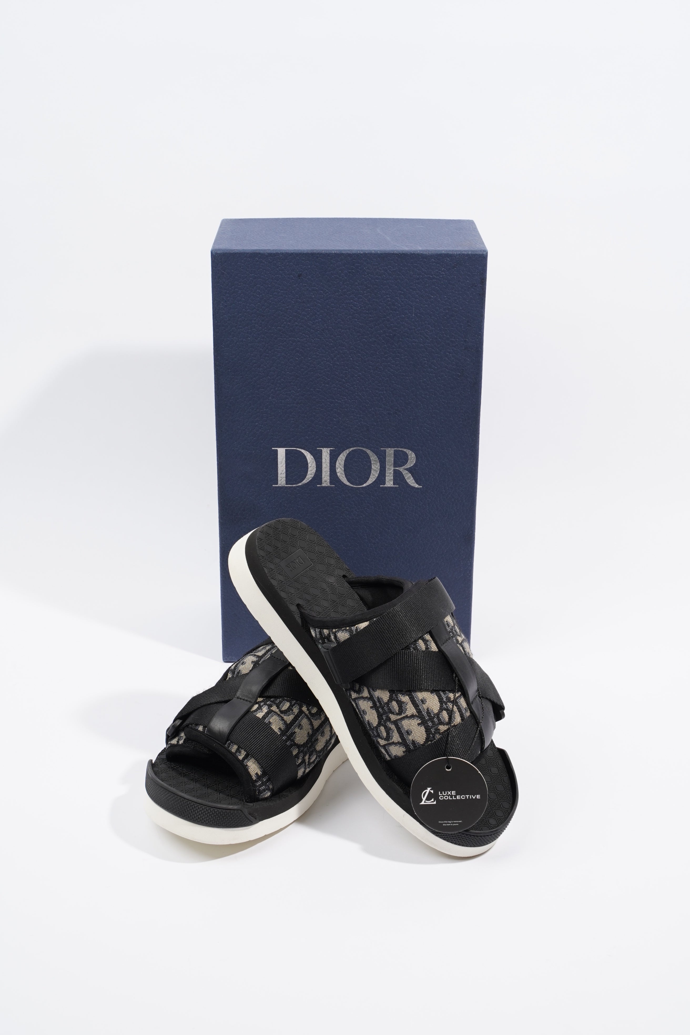 Christian Dior Mens Alpha Sandal Black / Beige / Oblique EU 40 / UK 6