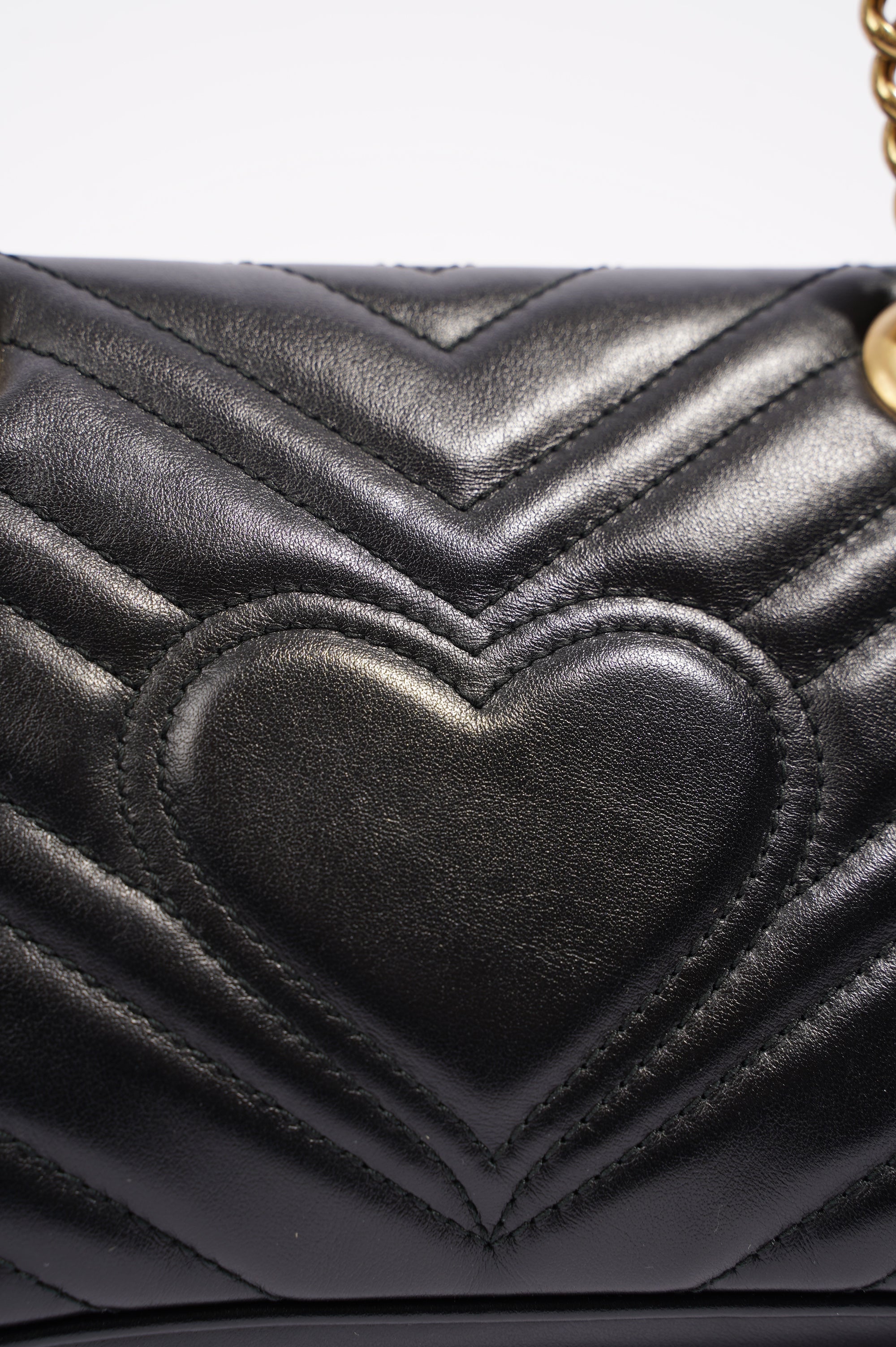 Gucci Womens Marmont Flap Black / Gold Mini