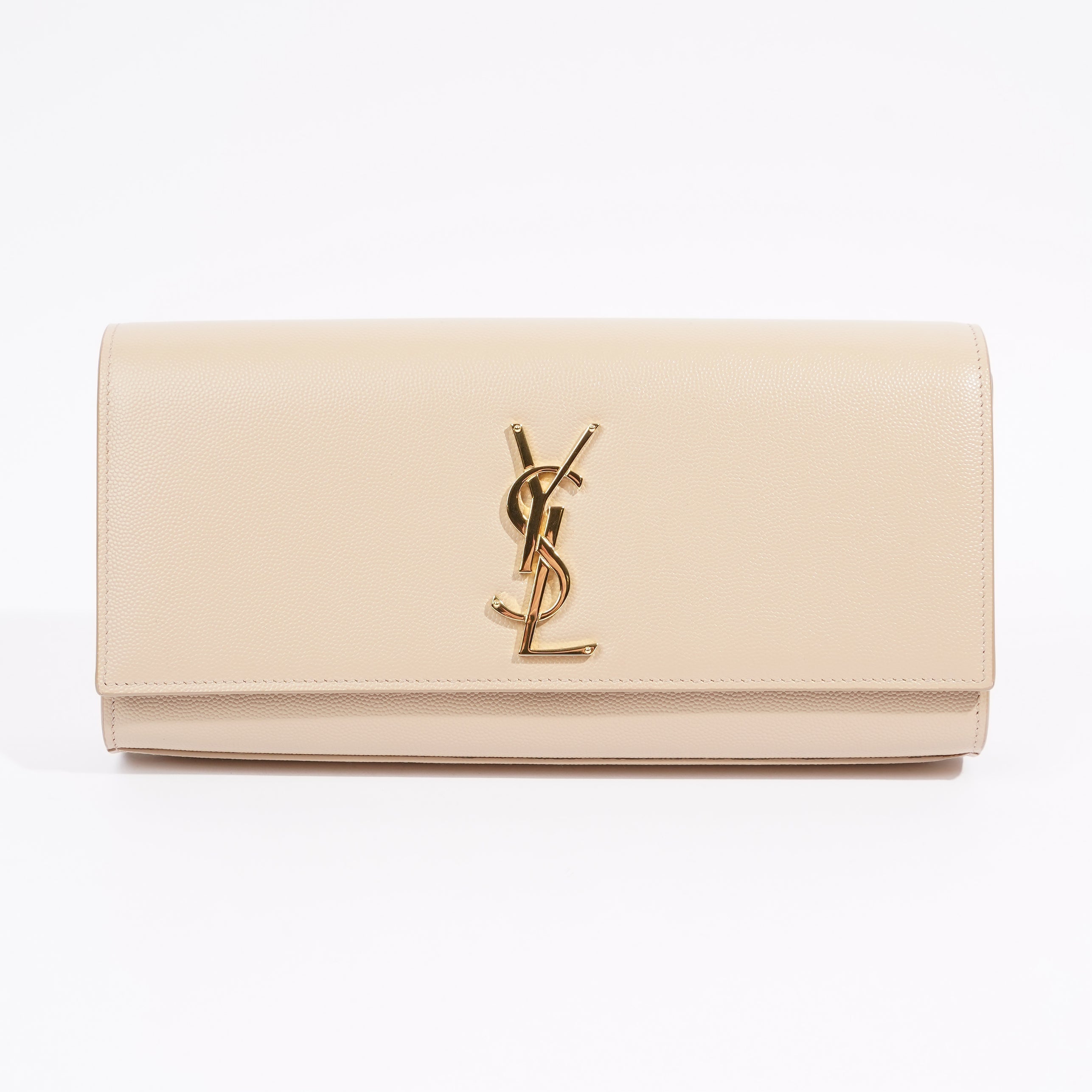Saint Laurent Kate Clutch Cream Leather