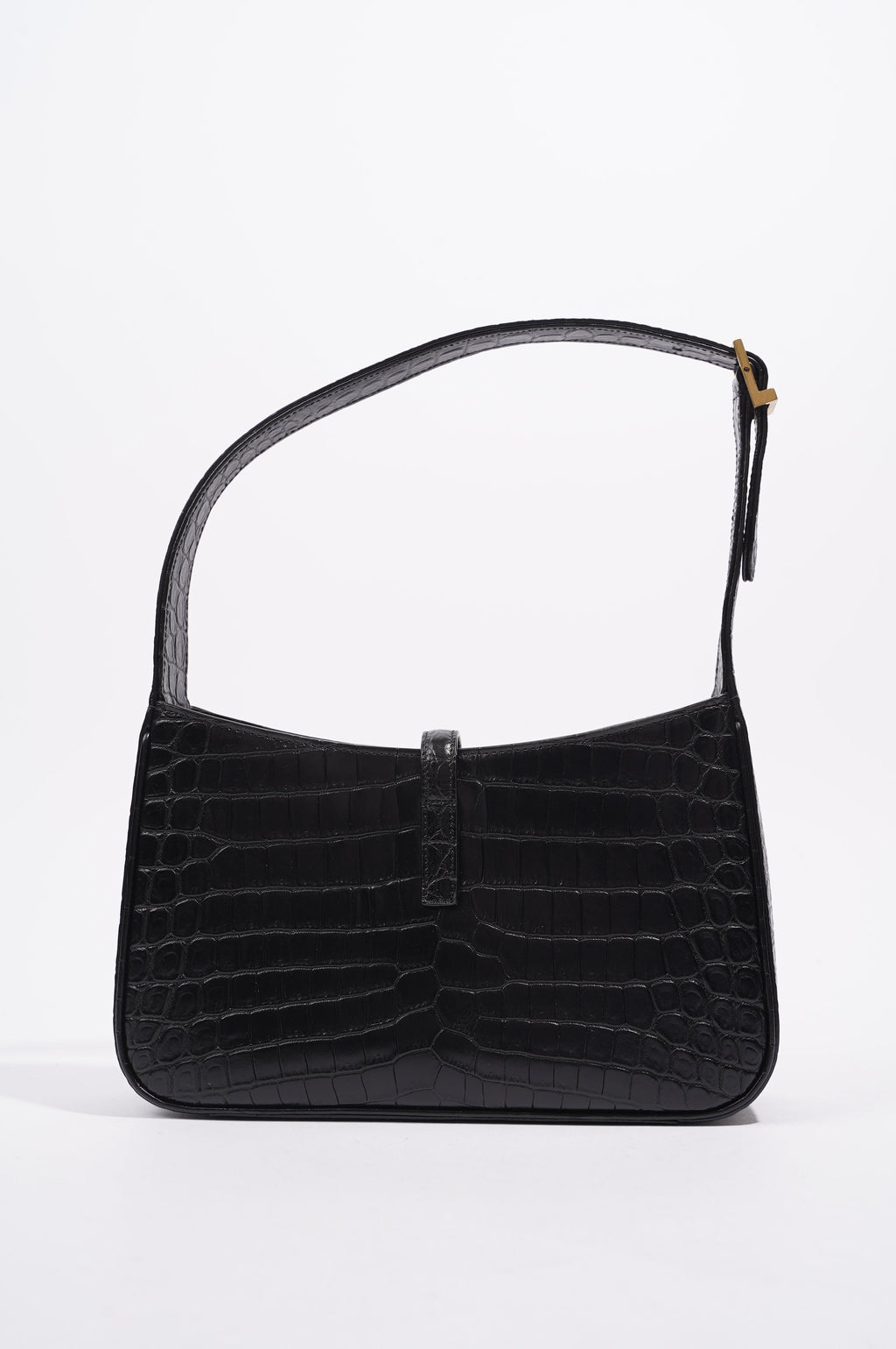 Saint Laurent Womens Le 5 A 7 Bag Black Croc