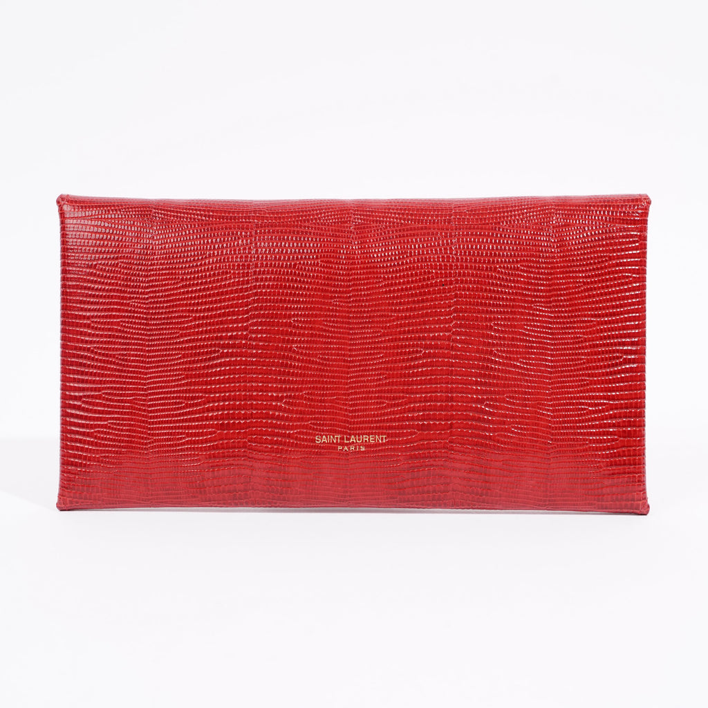 Saint Laurent Envelope Clutch Red Leather