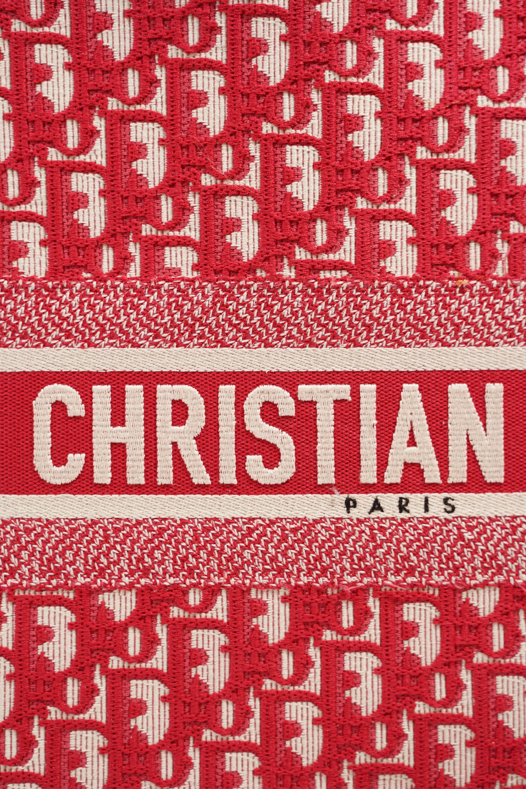 Christian Dior Womens Book Tote Bag Red White Large