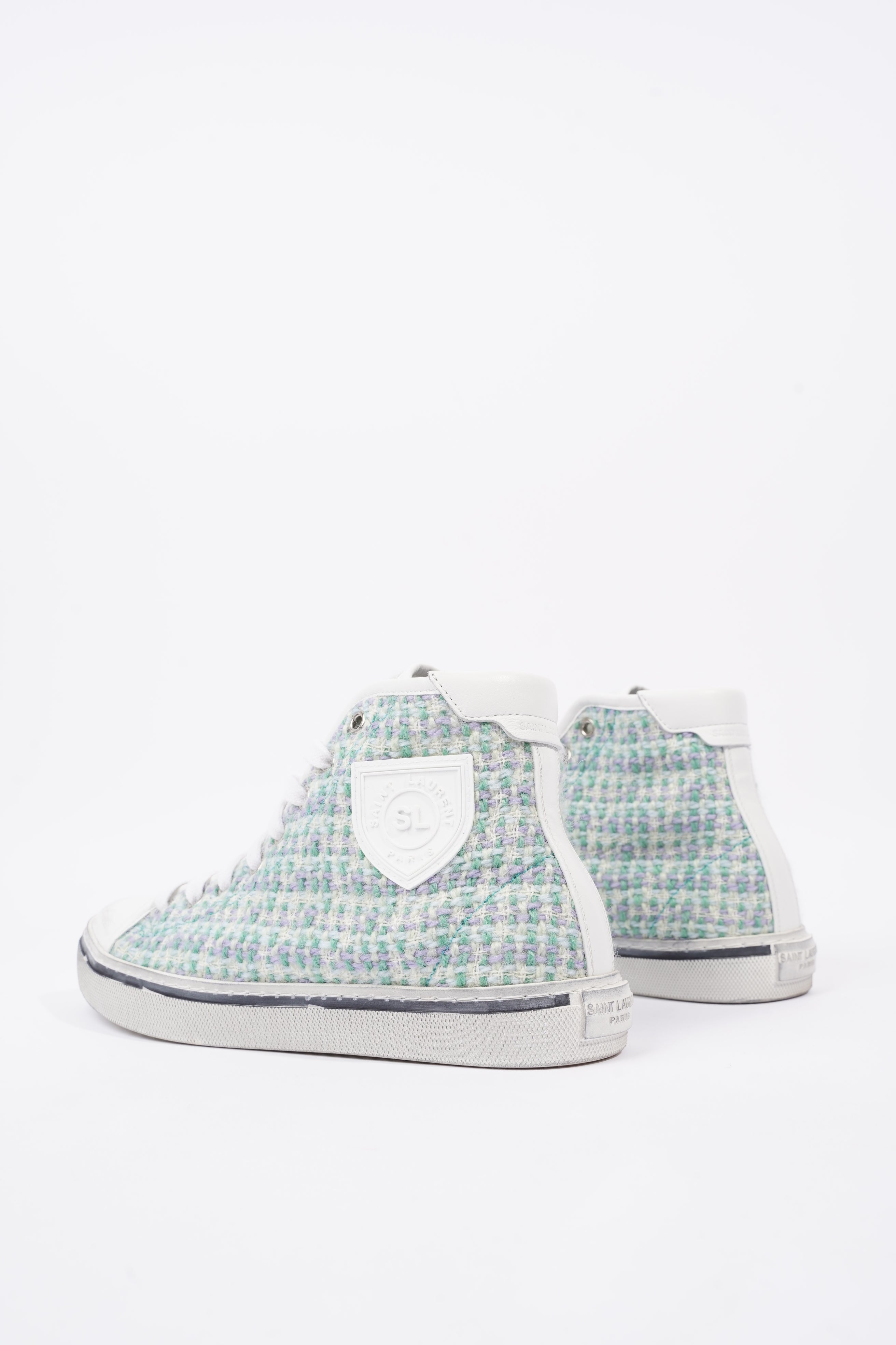 Saint Laurent Womens Malibu Sneaker Green Tweed EU 38 / UK 5