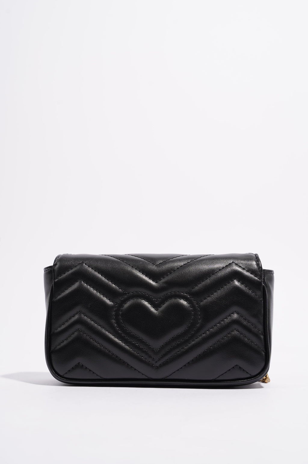 Gucci Womens Marmont Flap Black / Gold Super Mini
