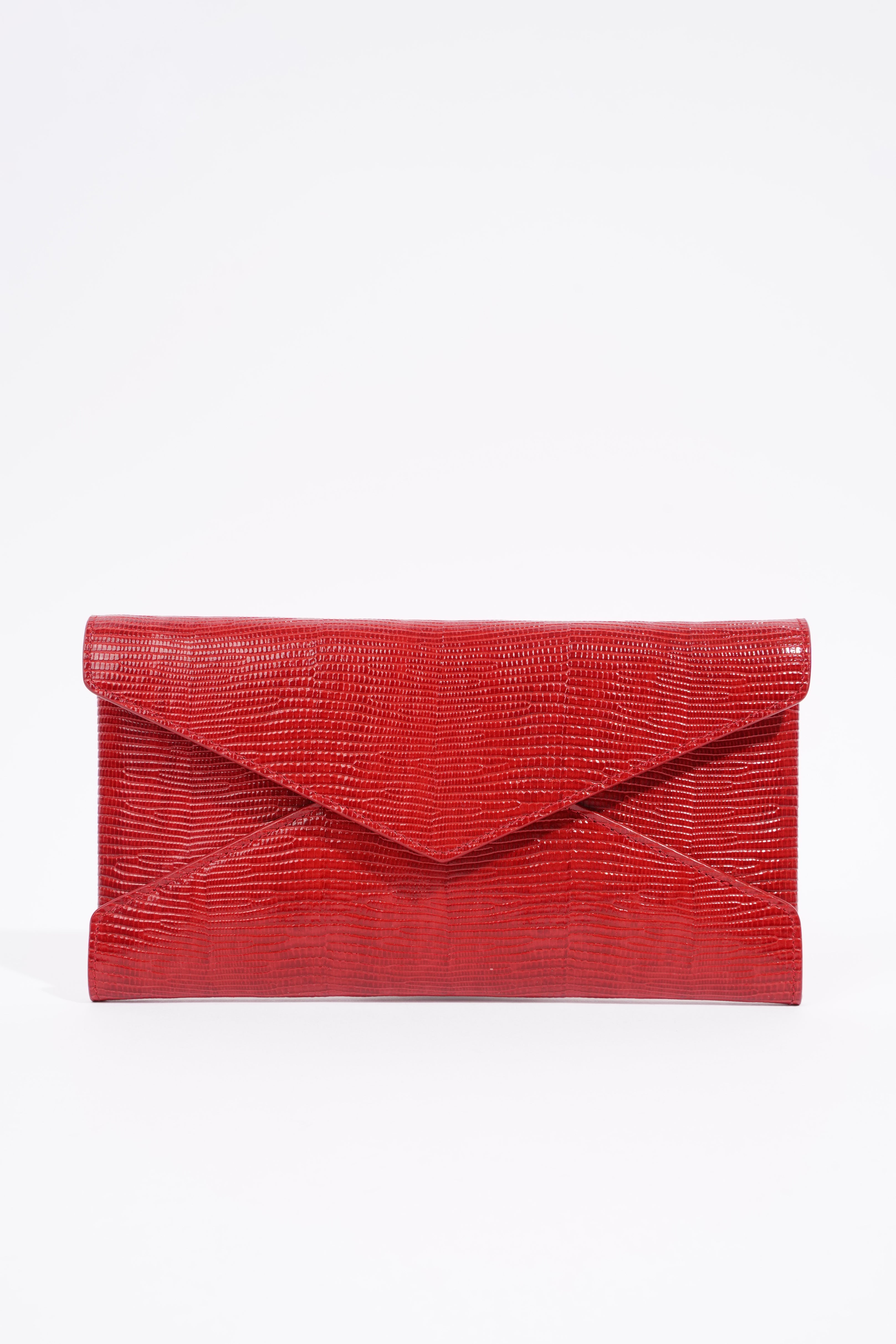 Saint Laurent Envelope Clutch Red Leather