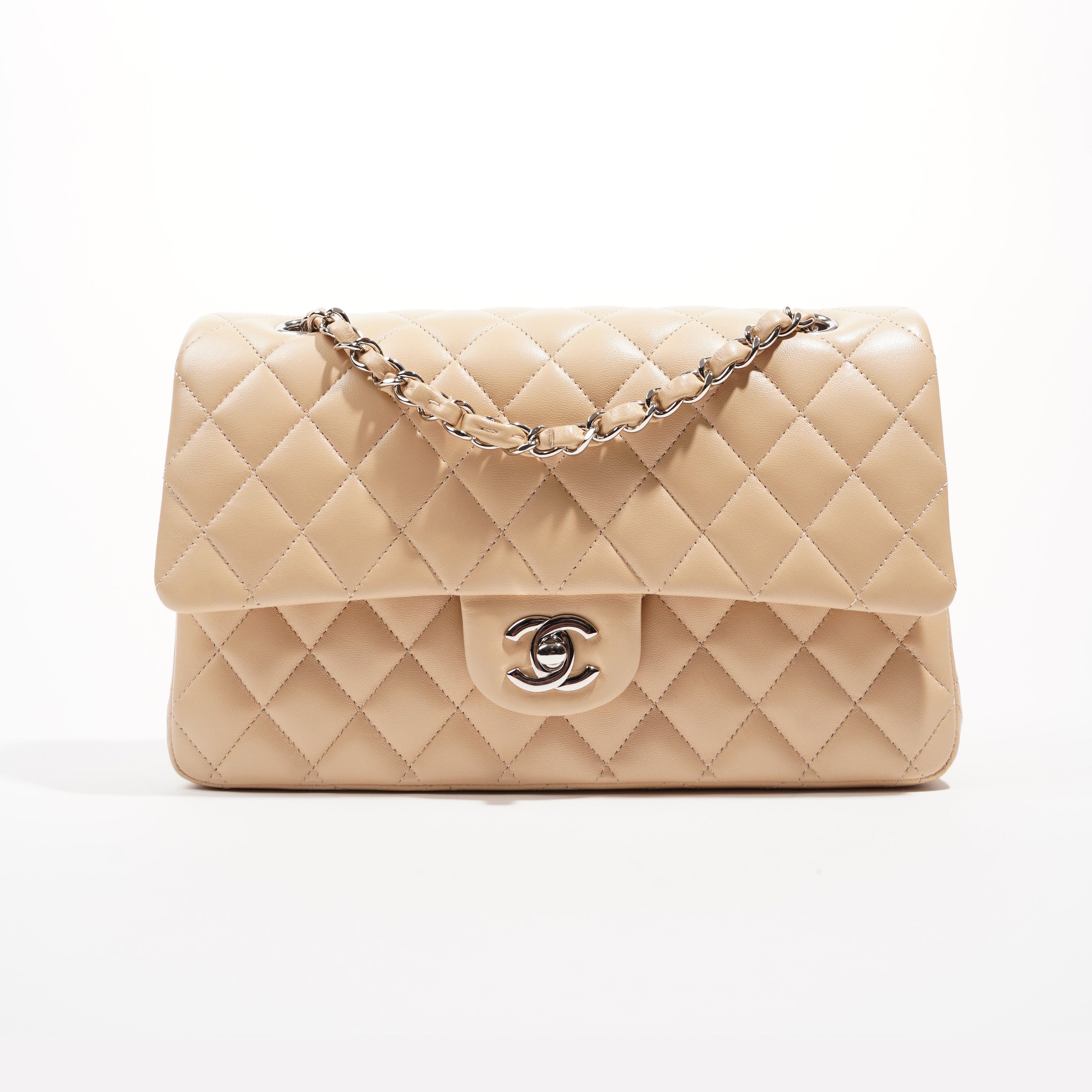 Chanel Womens Classic Flap Beige Medium