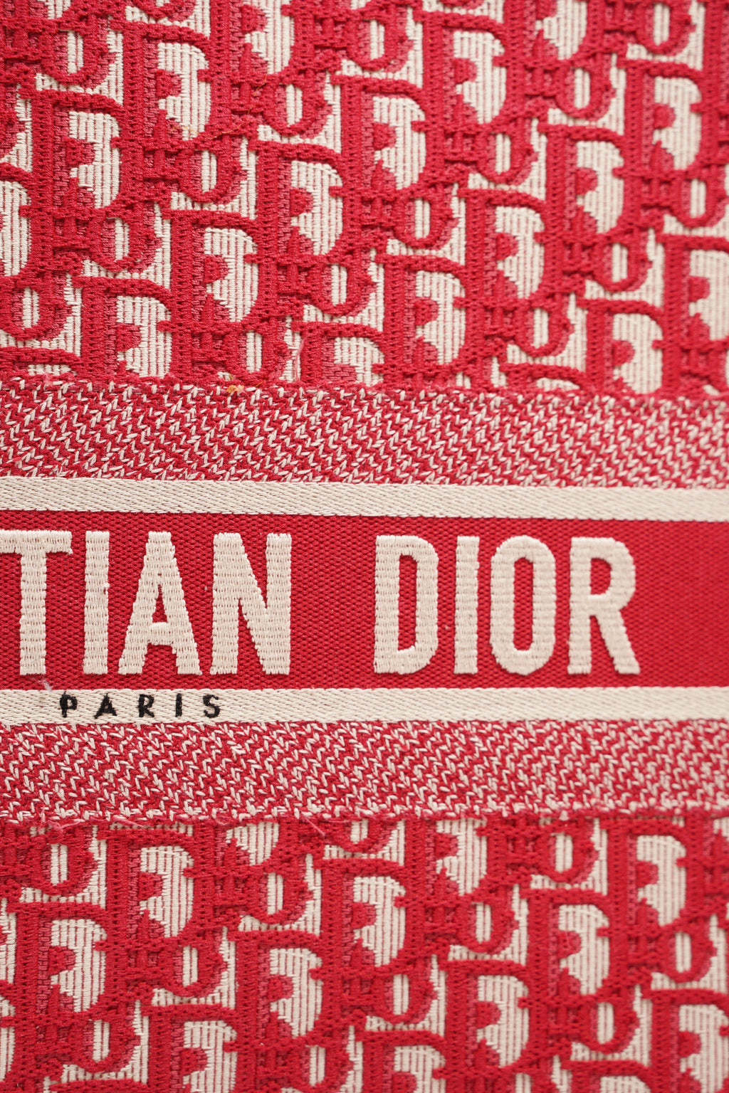 Christian Dior Womens Book Tote Bag Red White Large