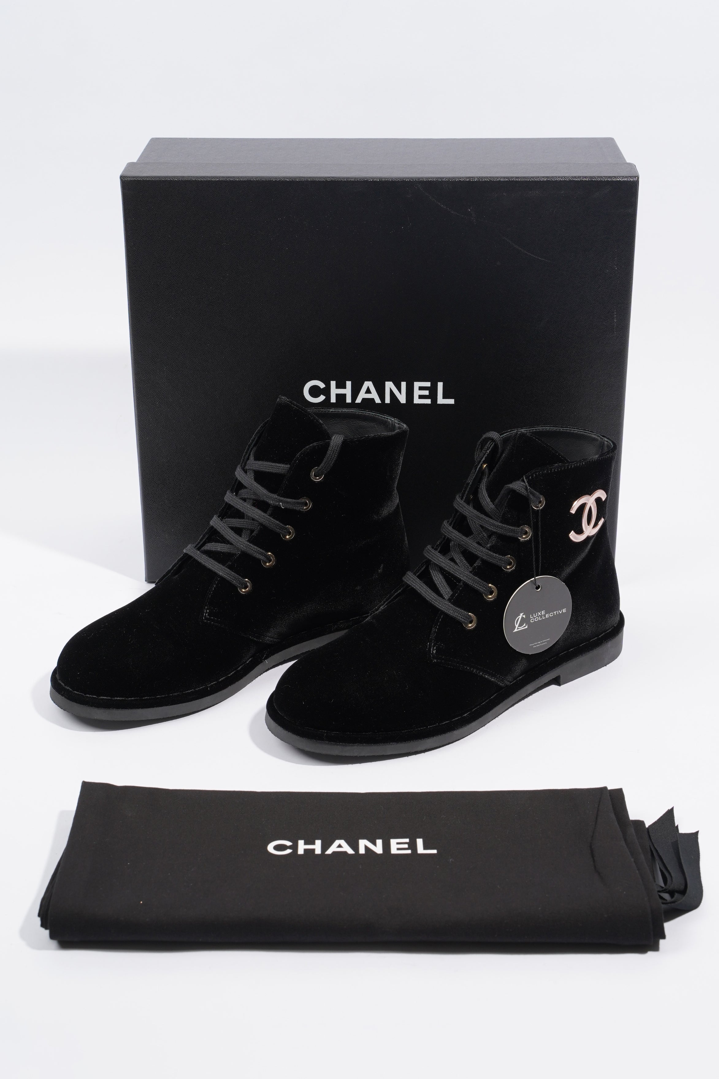 Chanel Velvet CC Boot Black EU 37 / UK 4