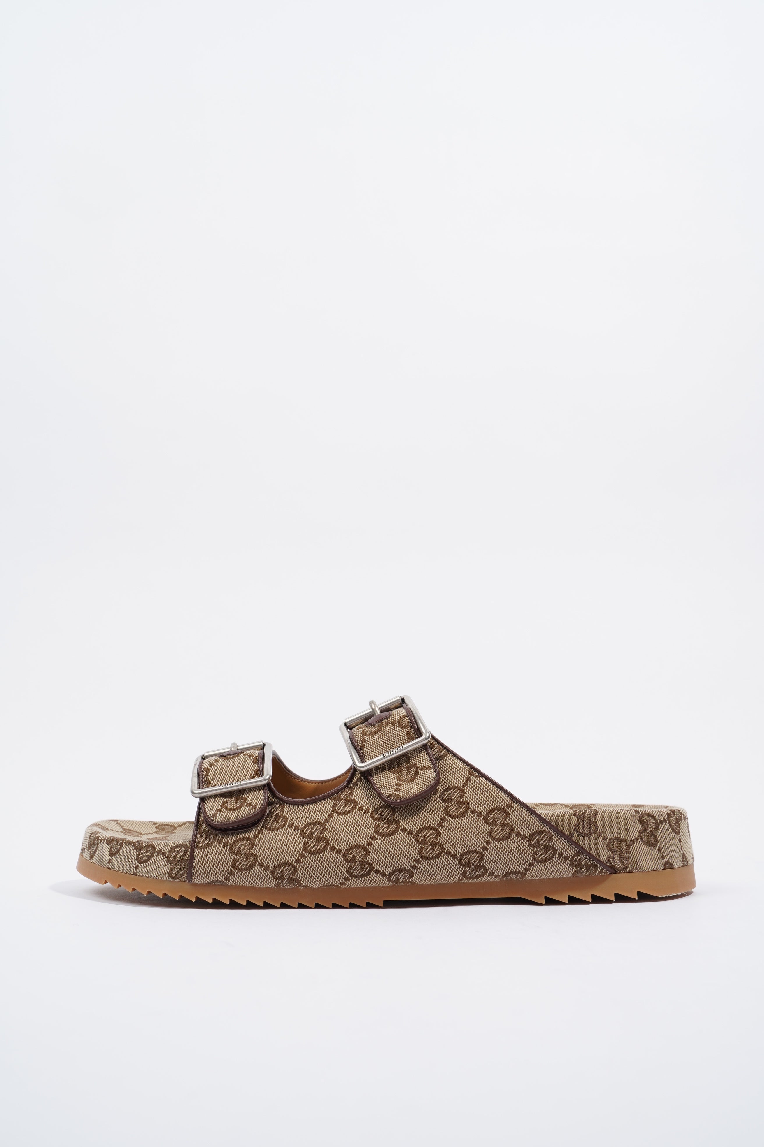 Gucci Slide Sandal With Straps Beige / Ebony EU 46 / UK 12