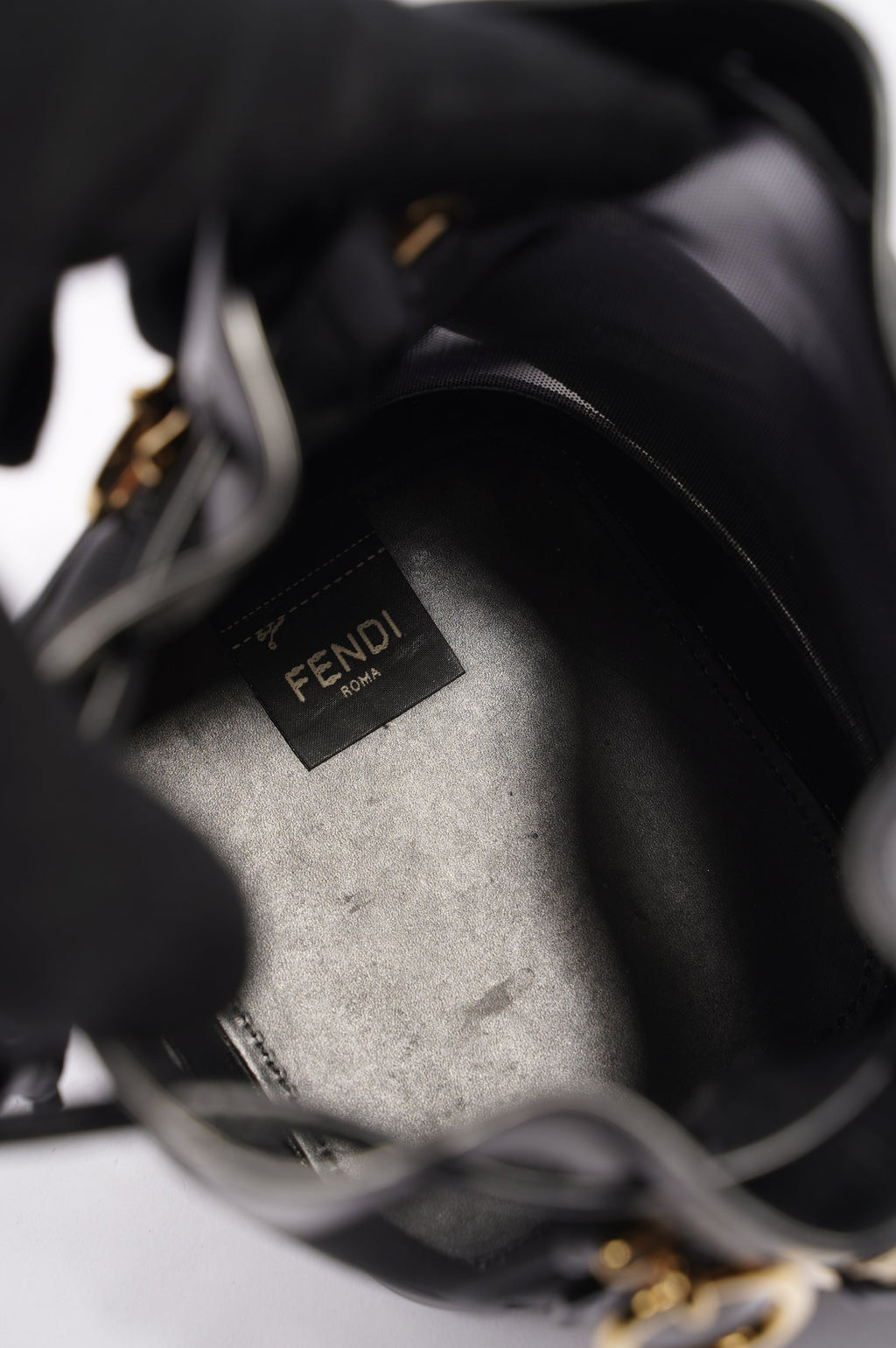 Fendi Womens Mon Tresor Mini Bag Black