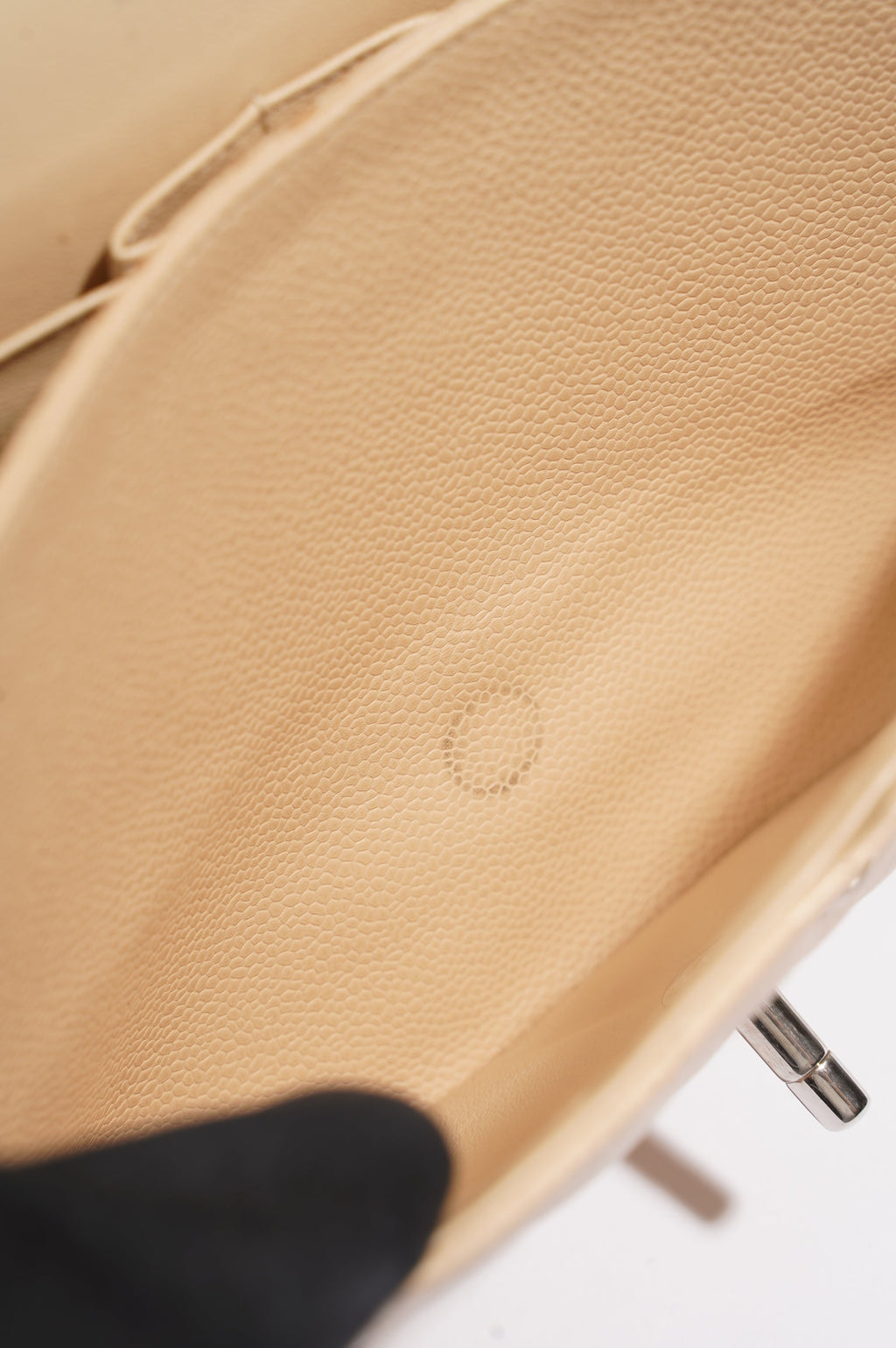 Chanel Womens Classic Flap Beige Caviar Large