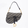 Christian Dior Womens Saddle Bag Oblique Canvas Medium