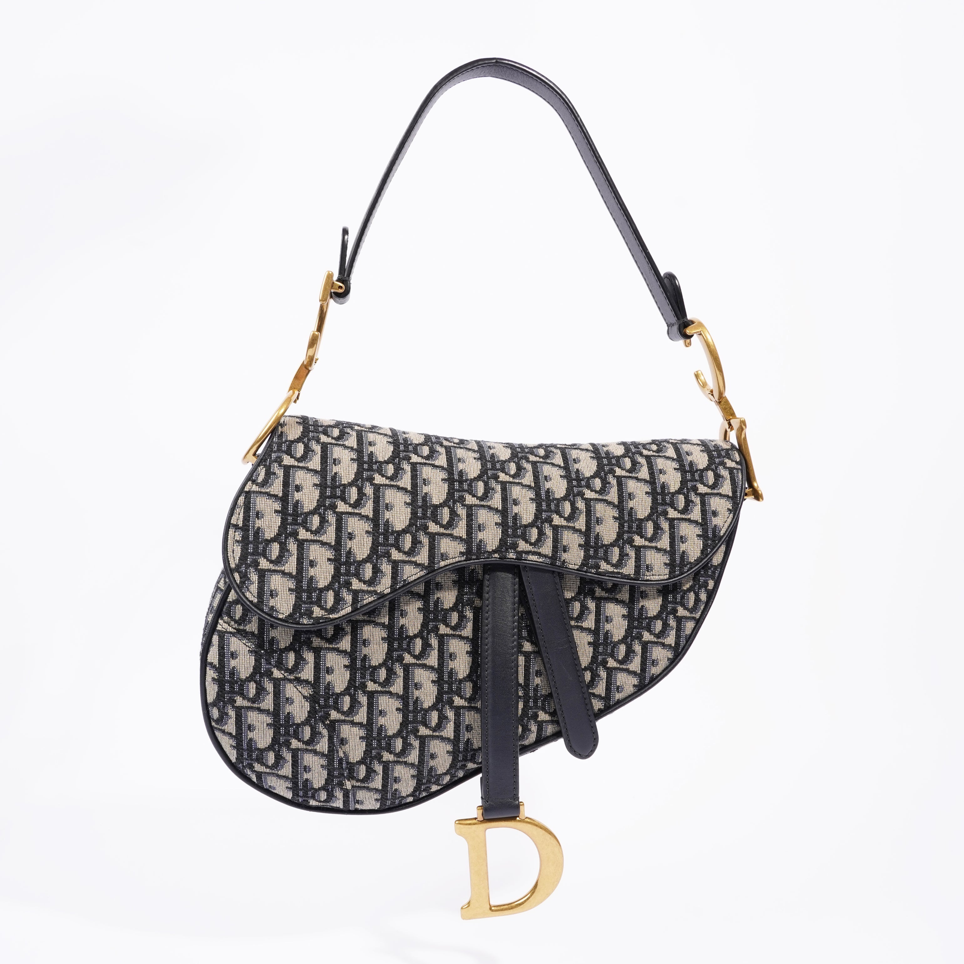 Christian Dior Womens Saddle Bag Oblique Canvas Medium