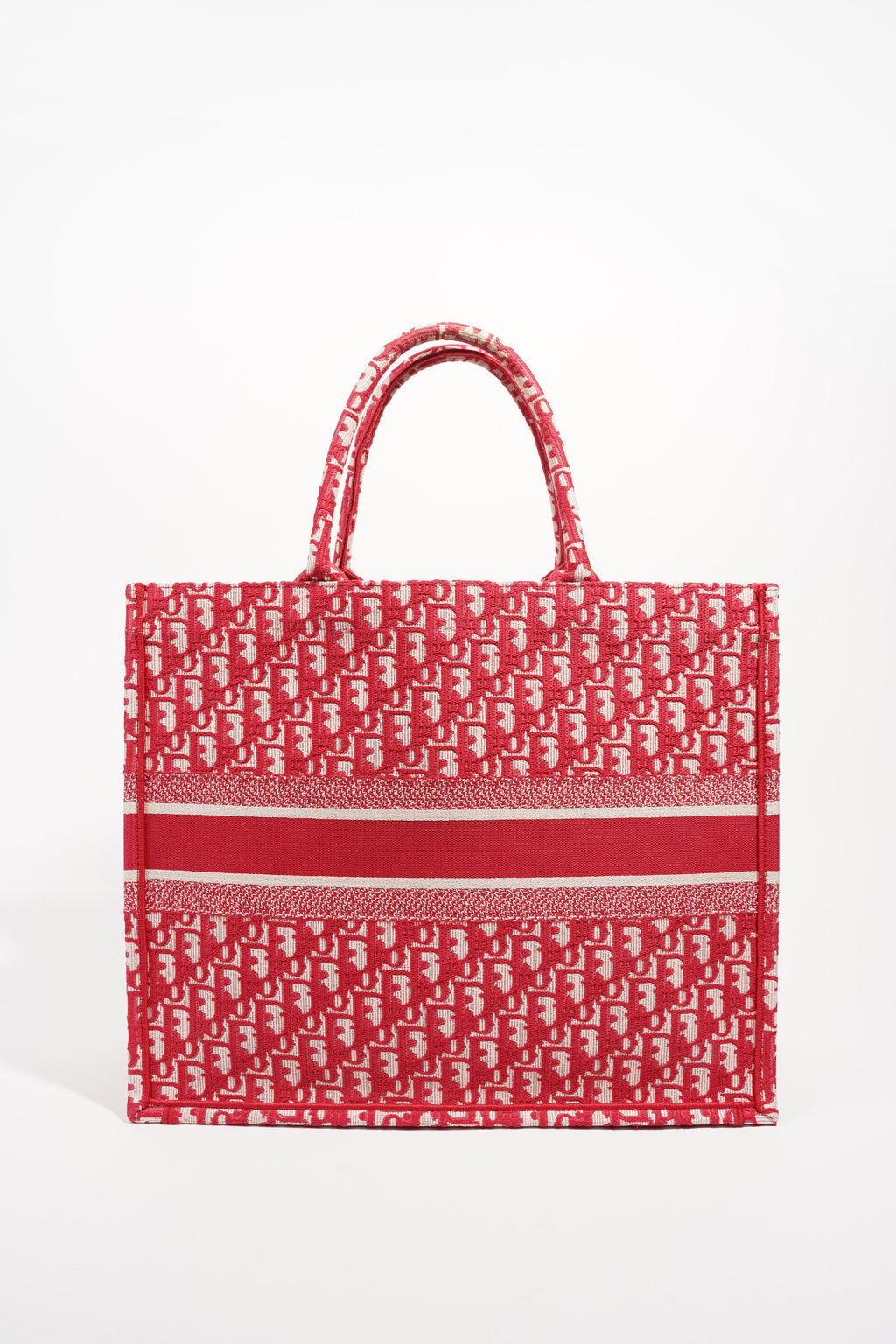 Christian Dior Womens Book Tote Bag Red White Large