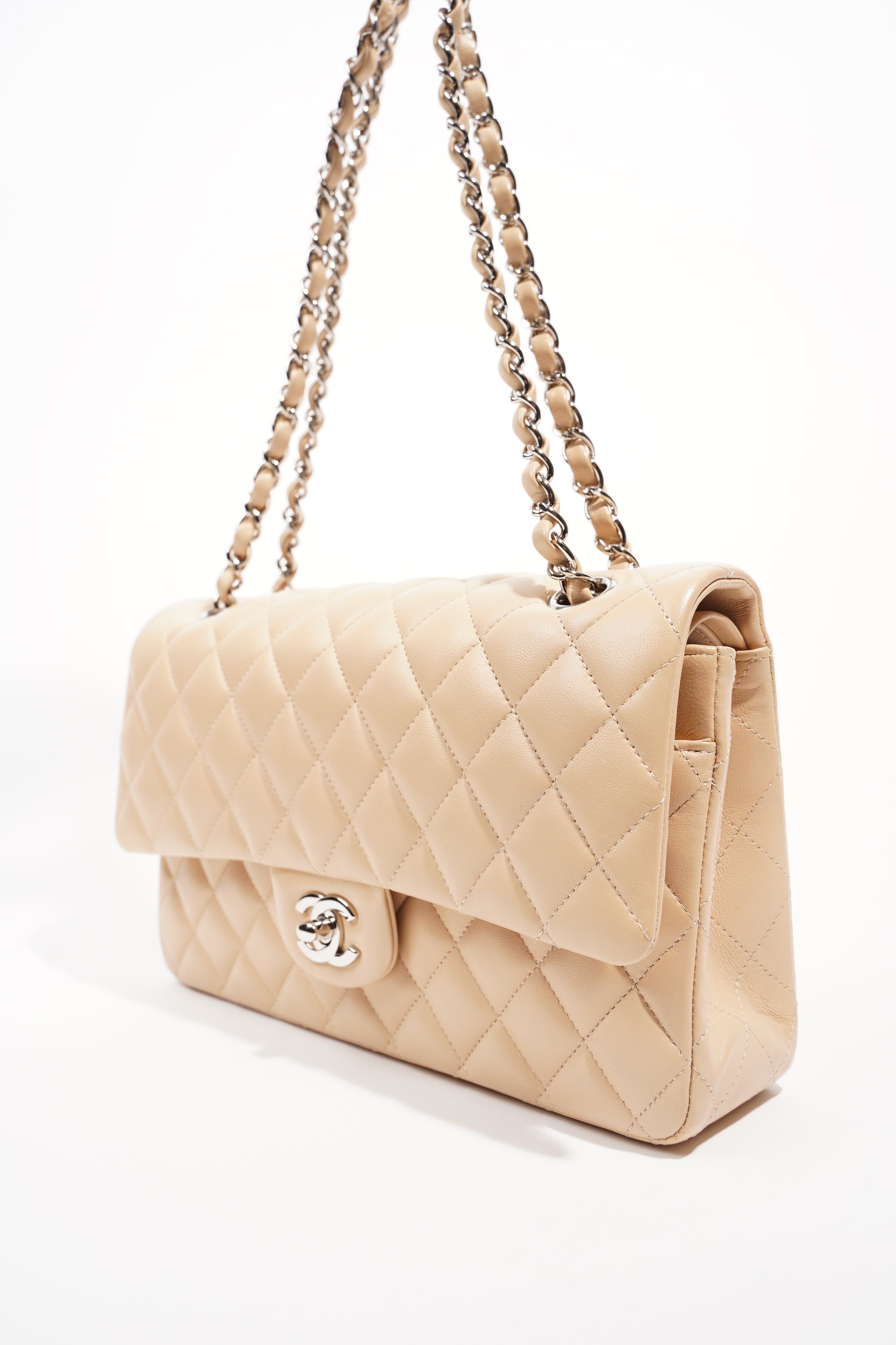 Chanel Womens Classic Flap Beige Medium