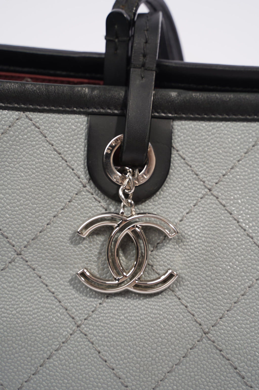 Chanel Womens Fever Shopping Tote Grey Caviar