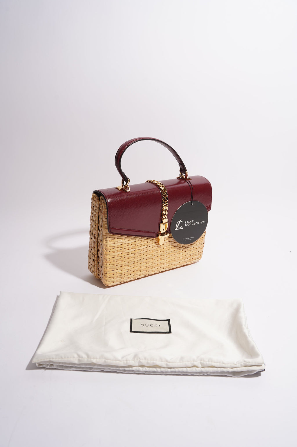 Gucci Sylvie 1969 Handbag Wicker / Burgundy