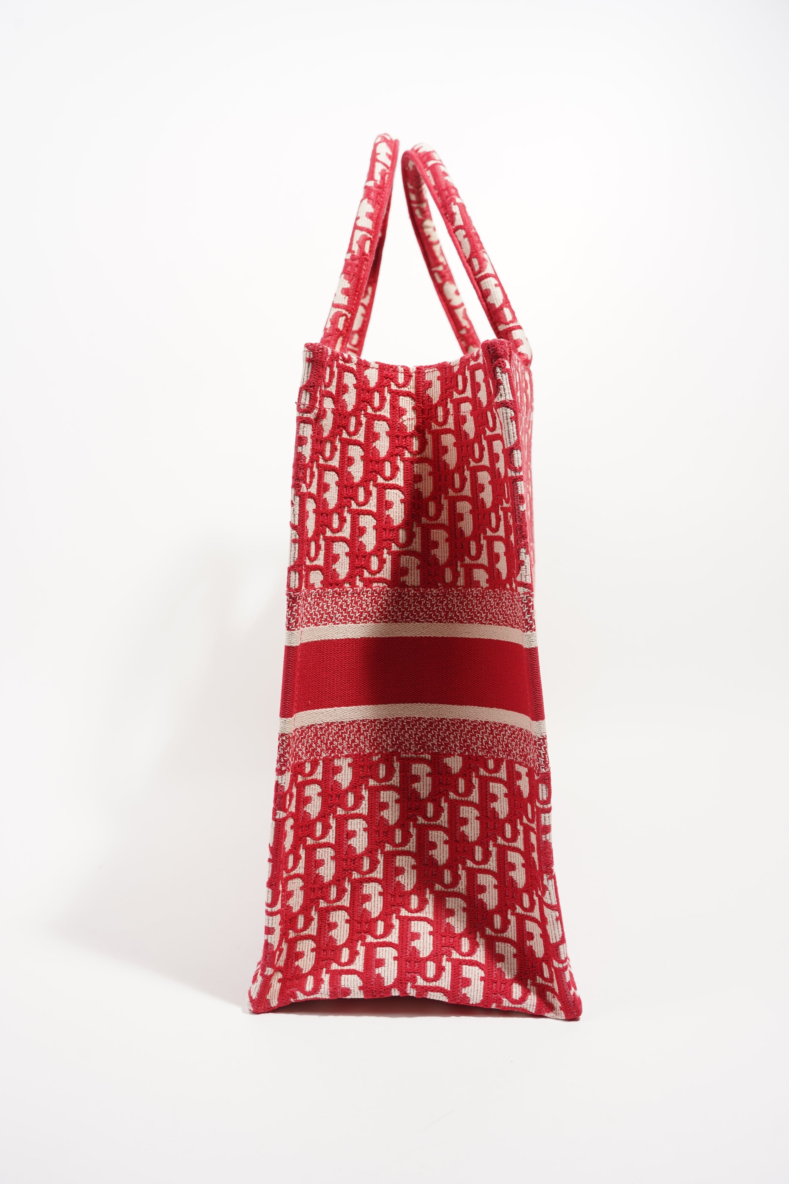 Christian Dior Womens Book Tote Bag Red White Large