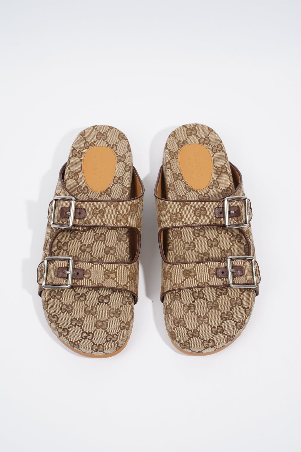Gucci Slide Sandal With Straps Beige / Ebony EU 46 / UK 12