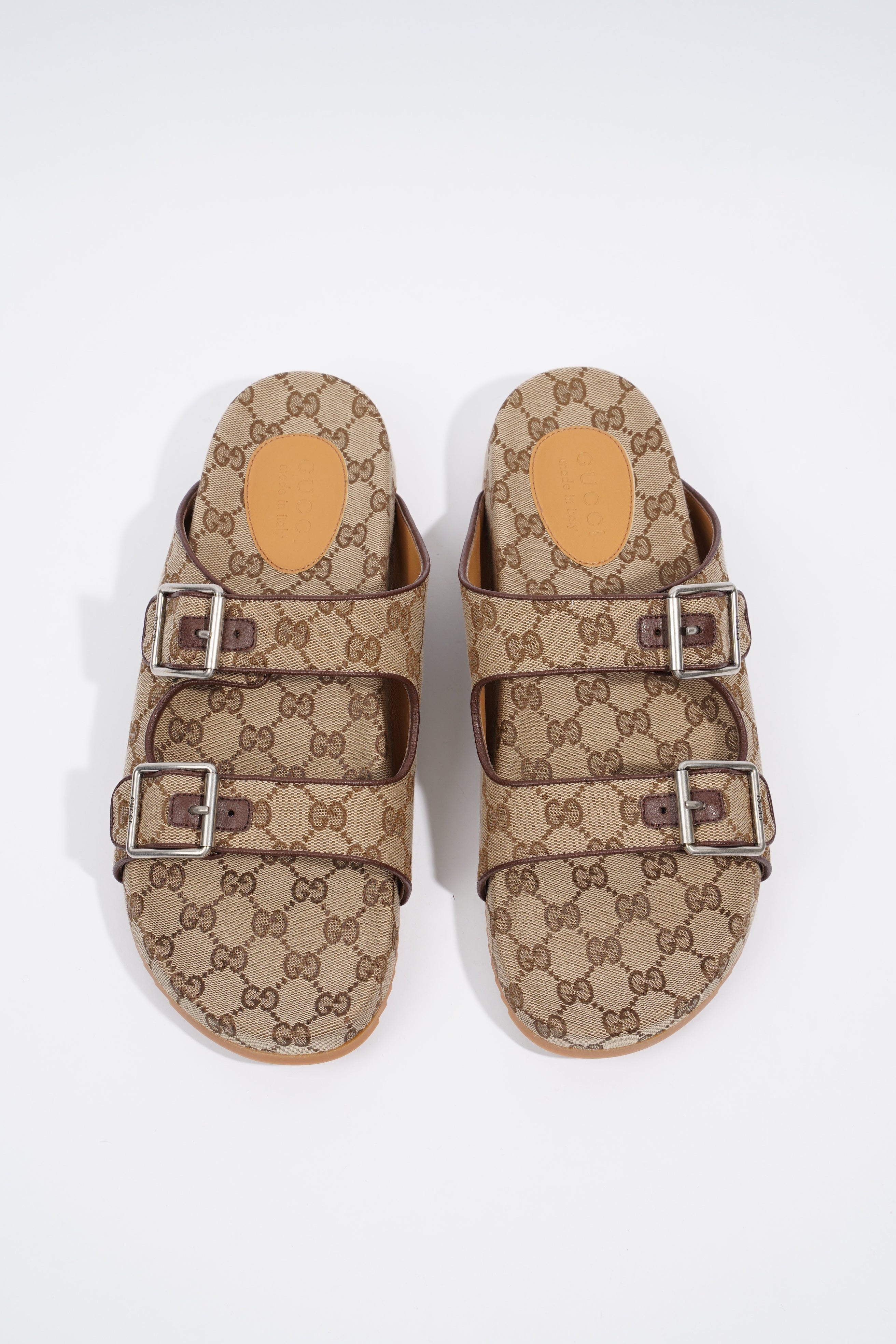 Gucci Slide Sandal With Straps Beige / Ebony EU 46 / UK 12