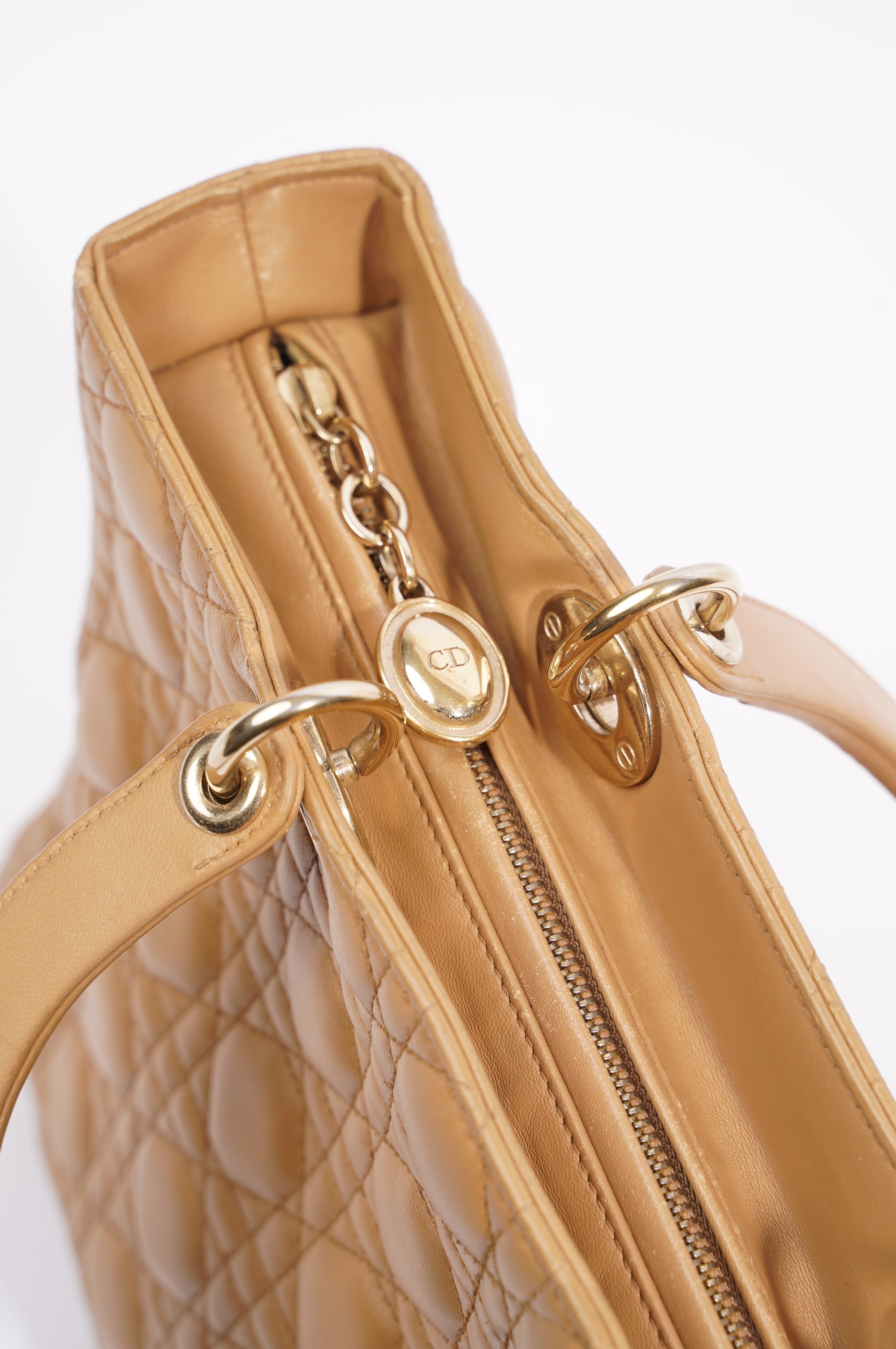 Christian Dior Womens Lady Dior Beige Large