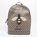 Gucci Womens Bee Backpack Brown Canvas