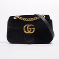 Gucci Womens Marmont Flap Bag Black Velvet Mini